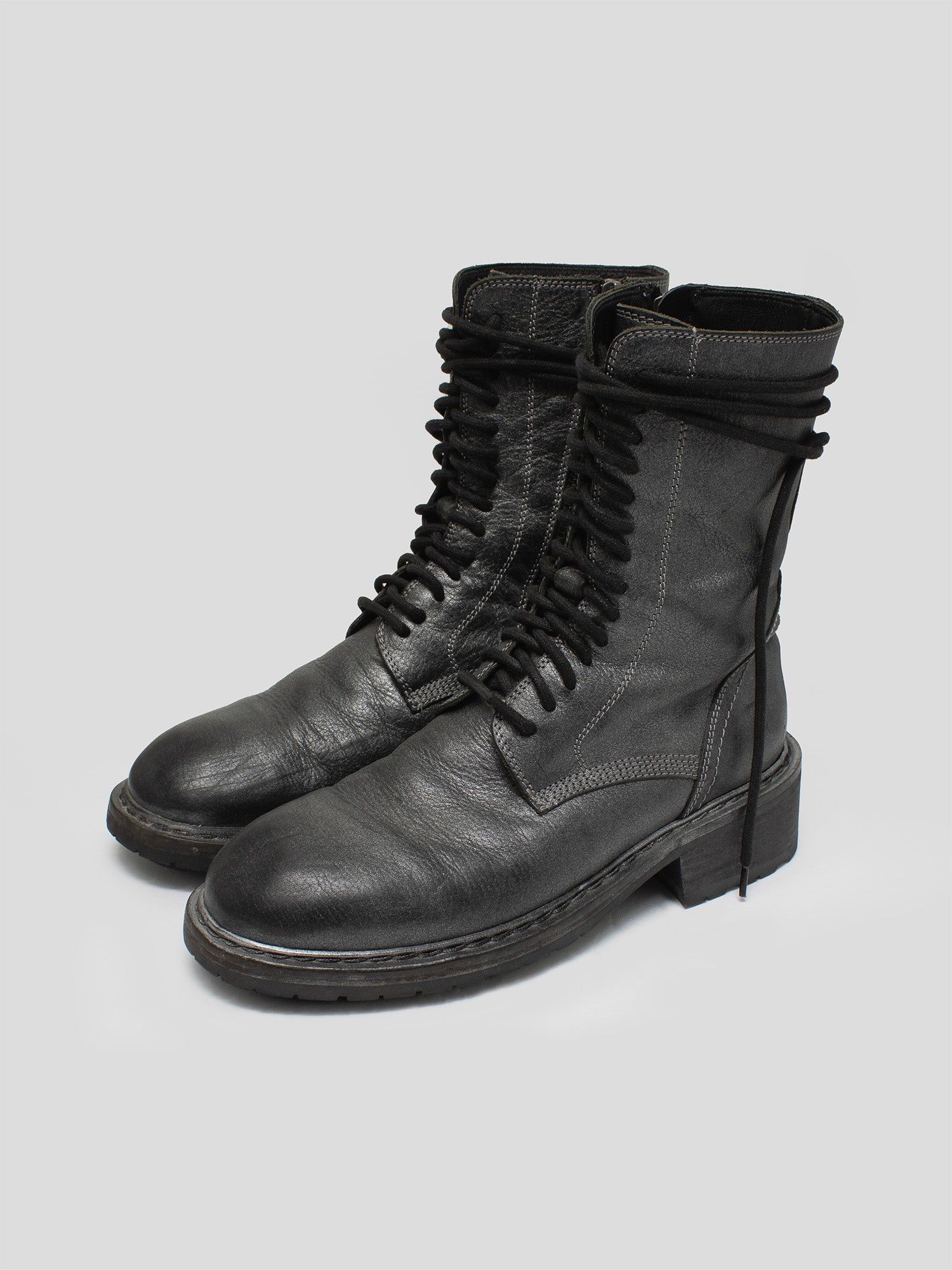 Ann Demeulemeester 2000s Leather Combat Boots | COMMUNE