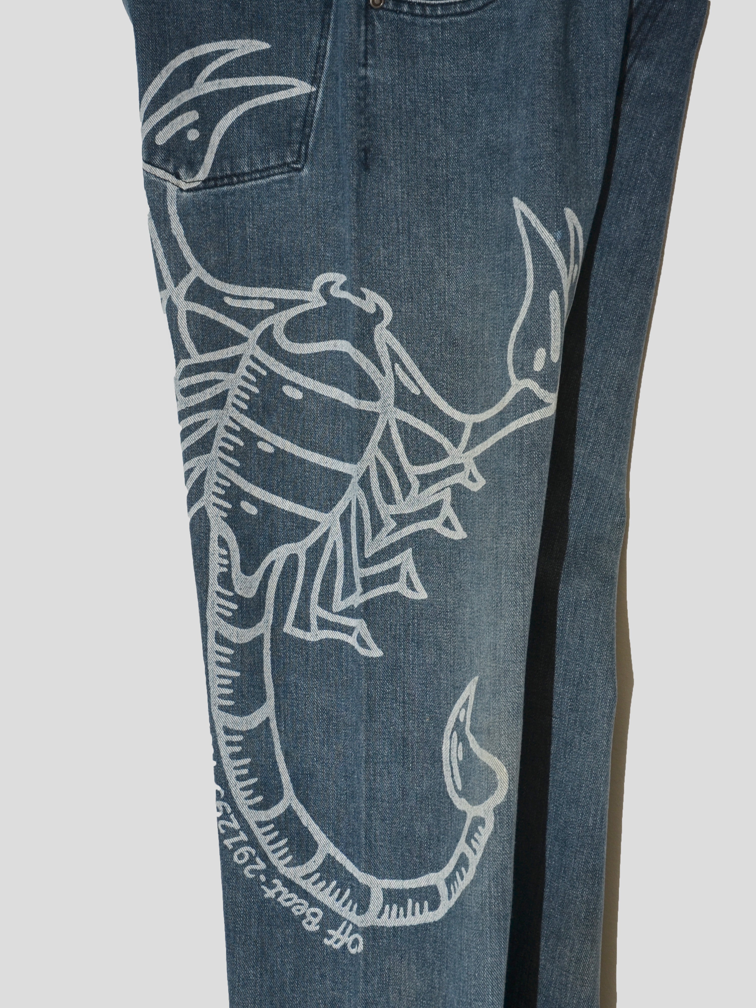 Scorpion Print Denim Jeans
