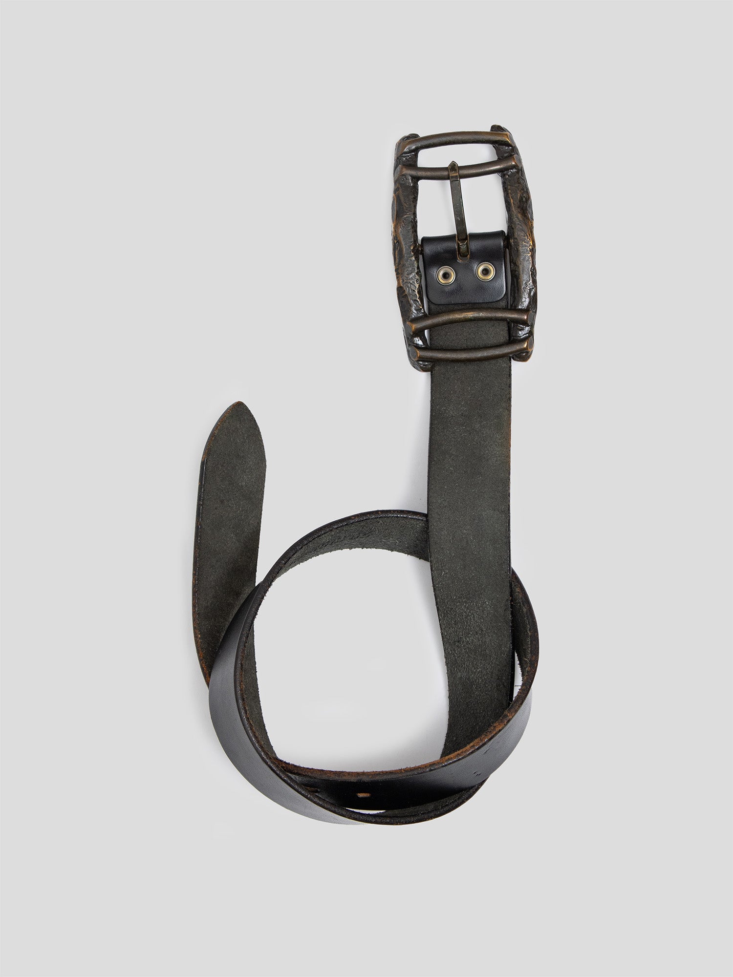 Molten Buckle Leather Belt