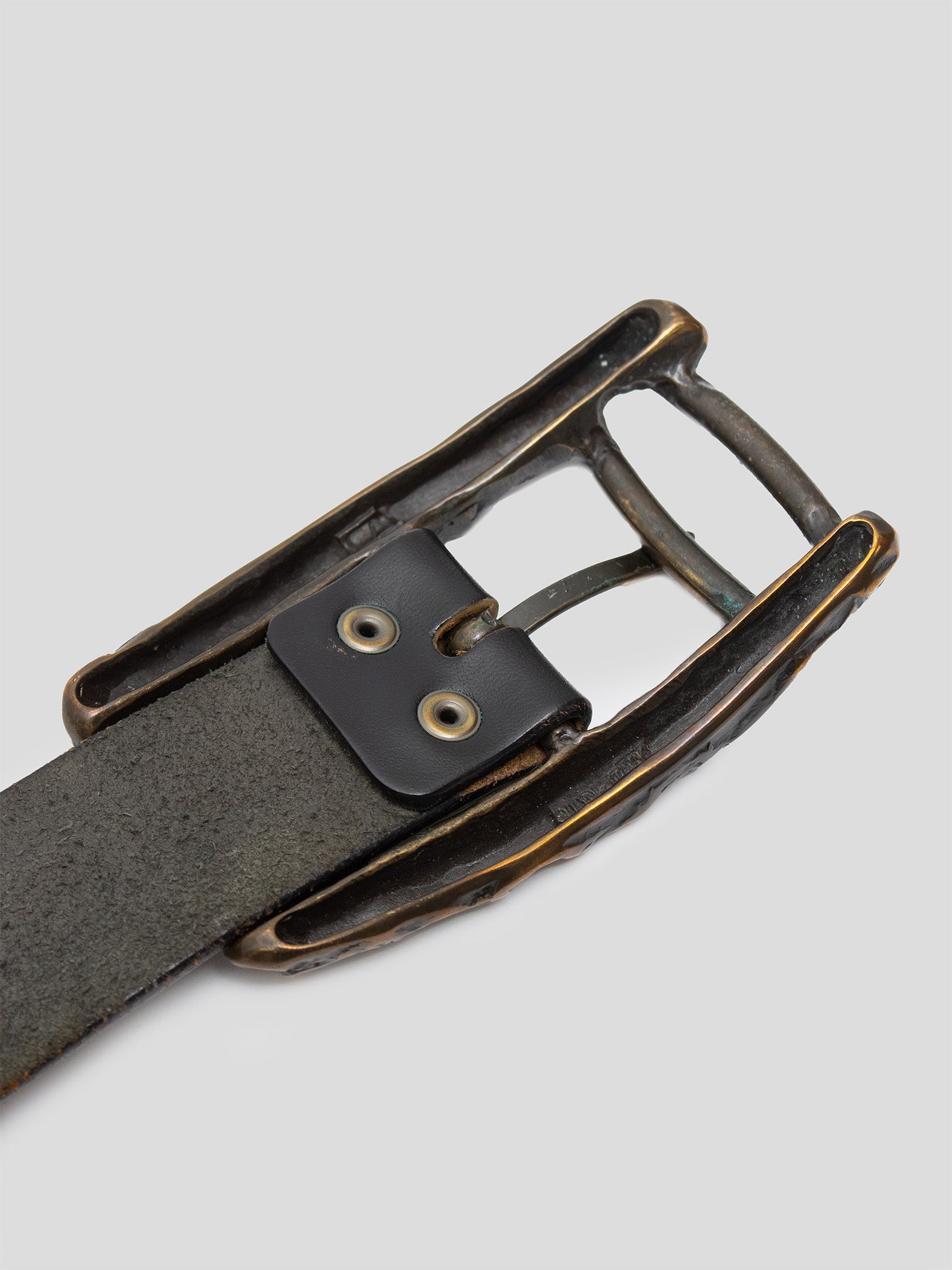 Molten Buckle Leather Belt