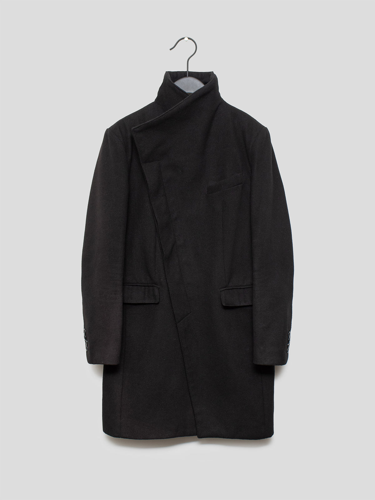 Asymmetrical Stand Collar Coat