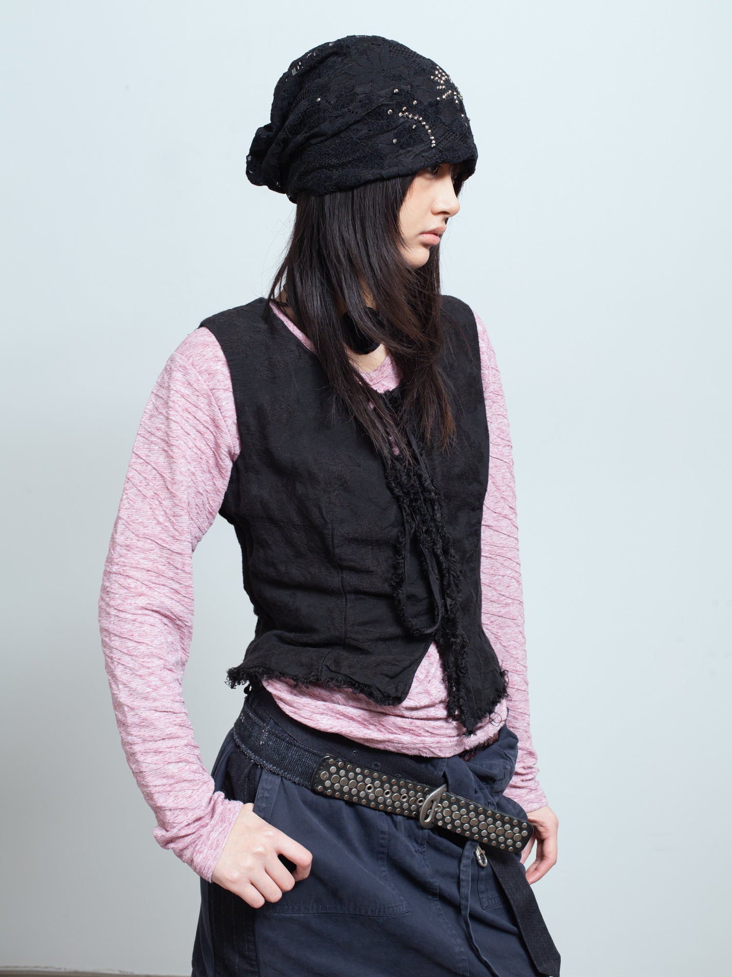 Frayed Jacquard Tank Top