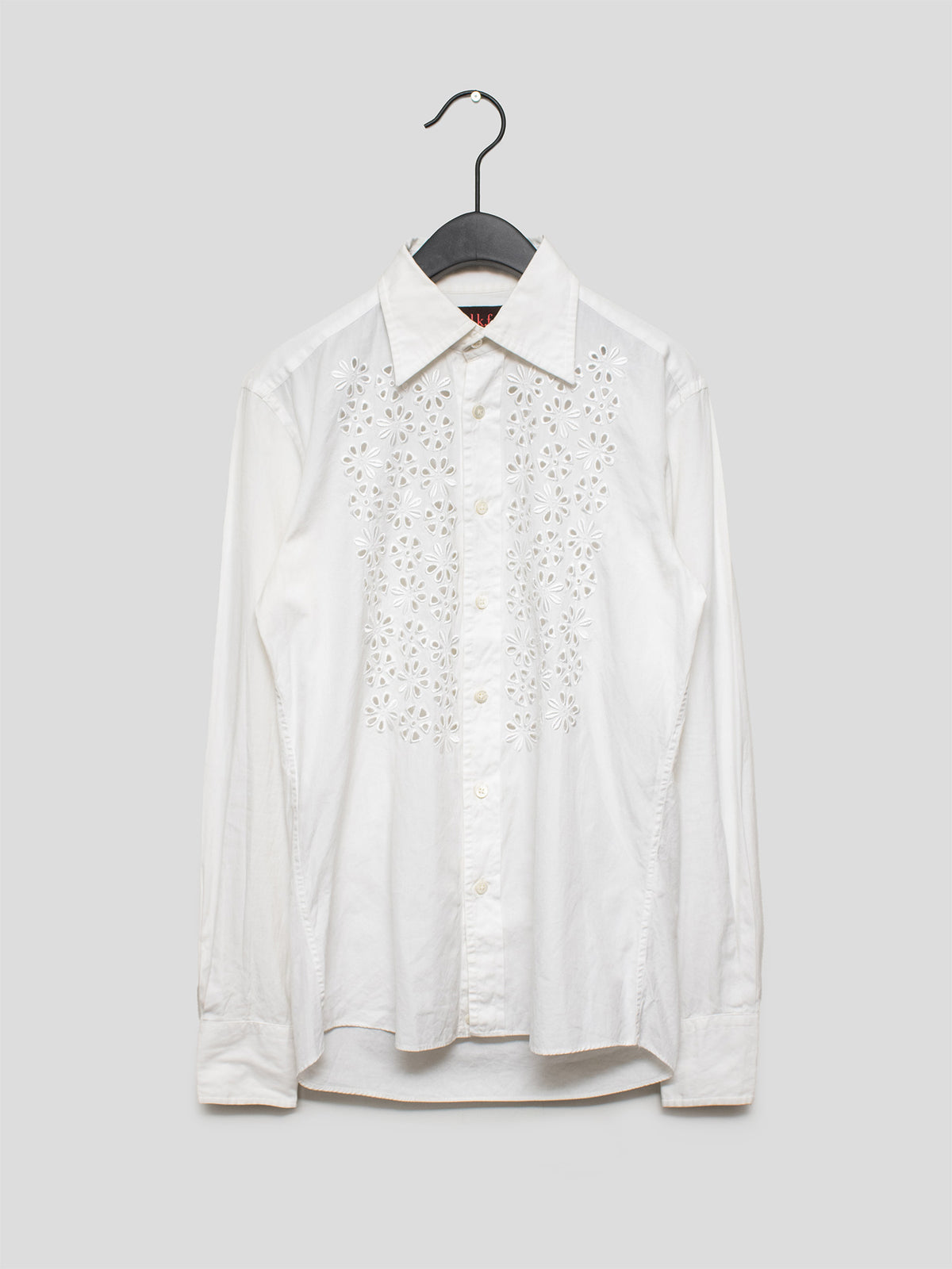 2000s Floral Eyelet Button-Up Shirt