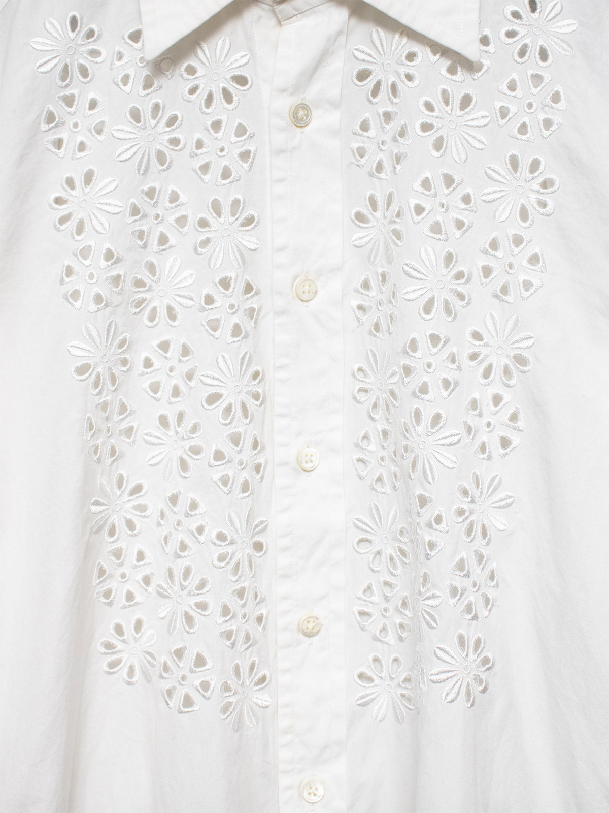 2000s Floral Eyelet Button-Up Shirt