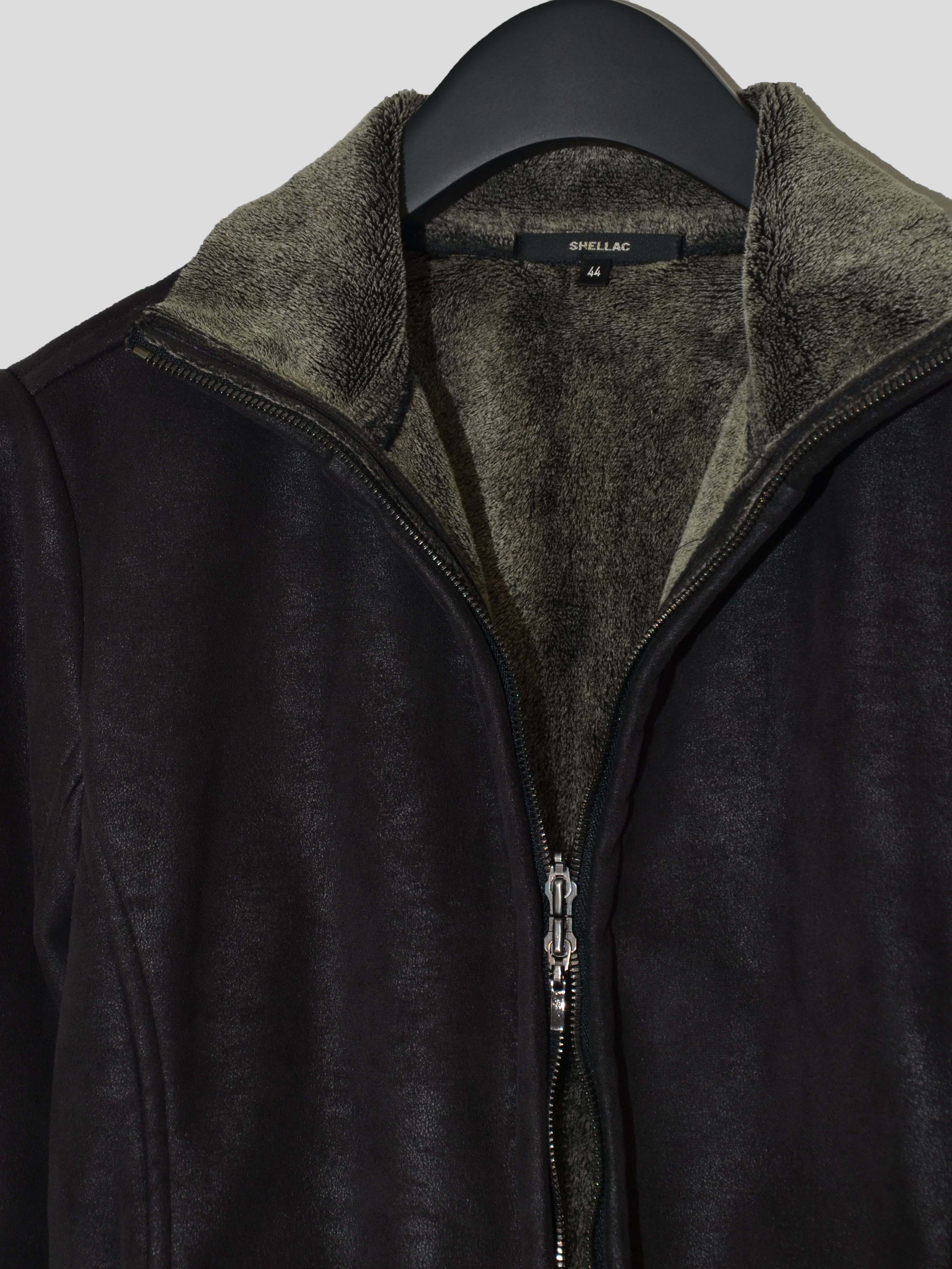 Stand Collar Faux Fur Jacket