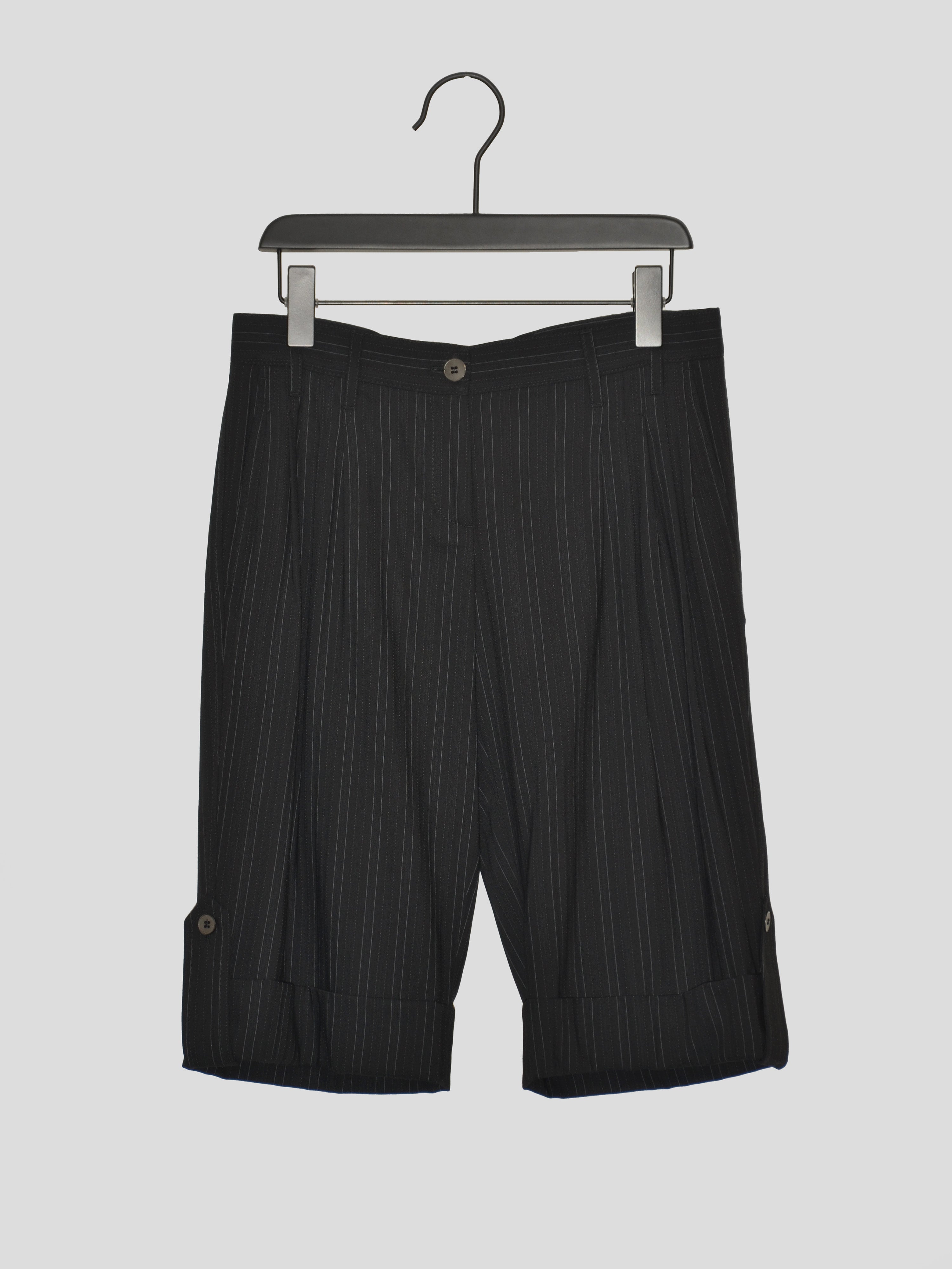 Pinstripe Pleated Shorts
