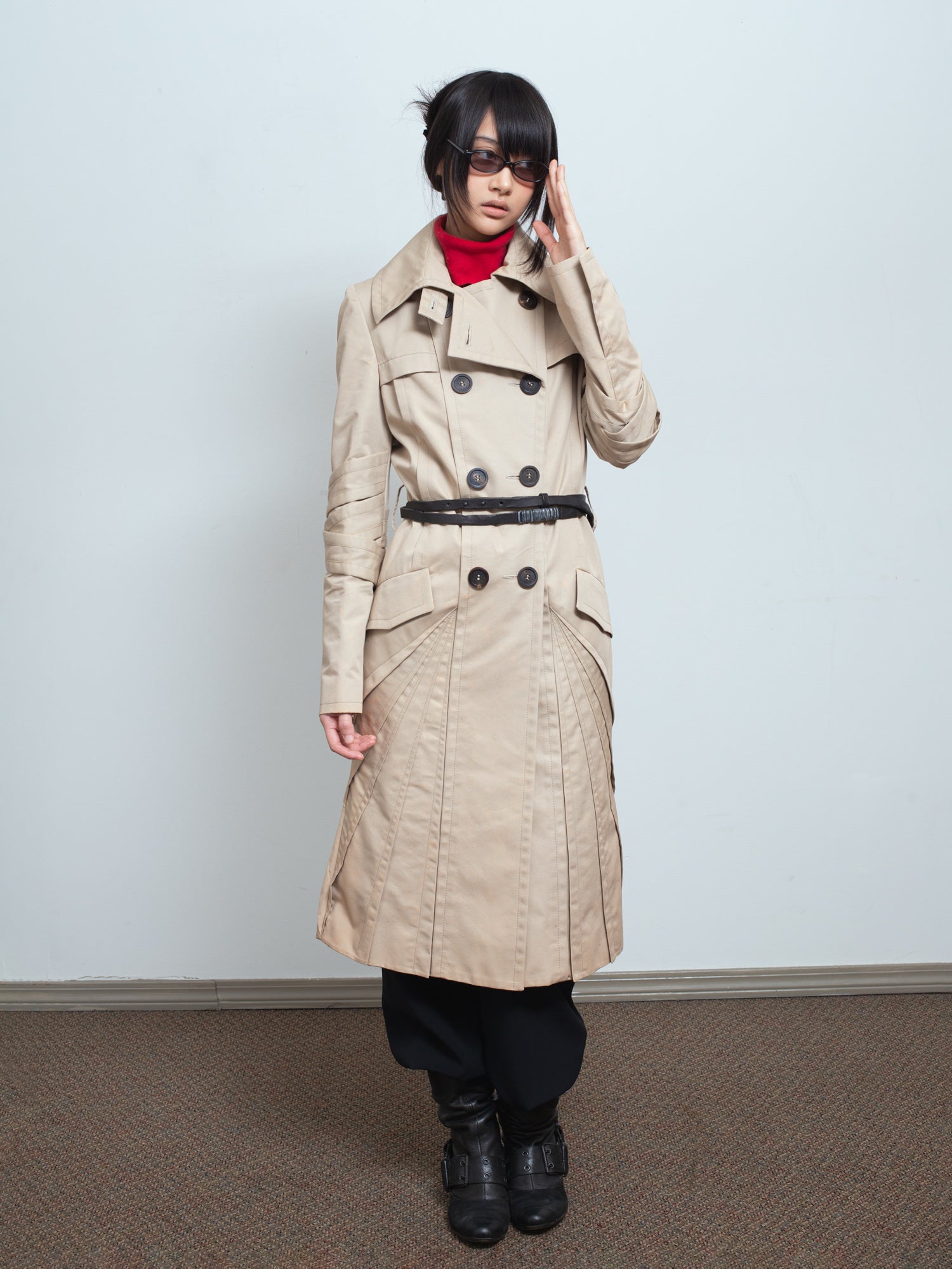 AW04 Radiated Pleat Bondage Trench Coat
