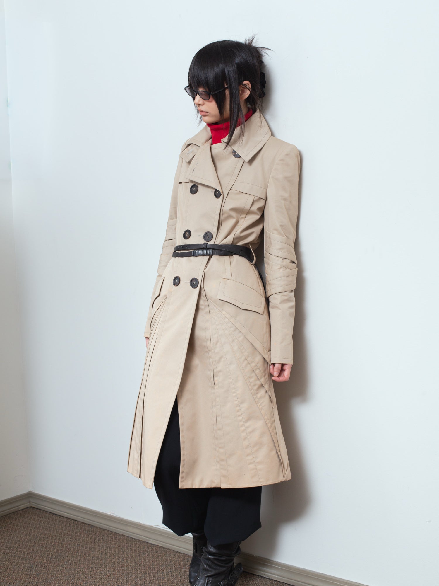 AW04 Radiated Pleat Bondage Trench Coat