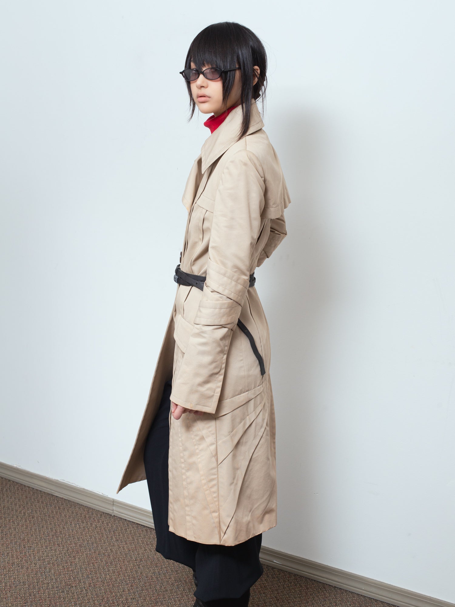 AW04 Radiated Pleat Bondage Trench Coat