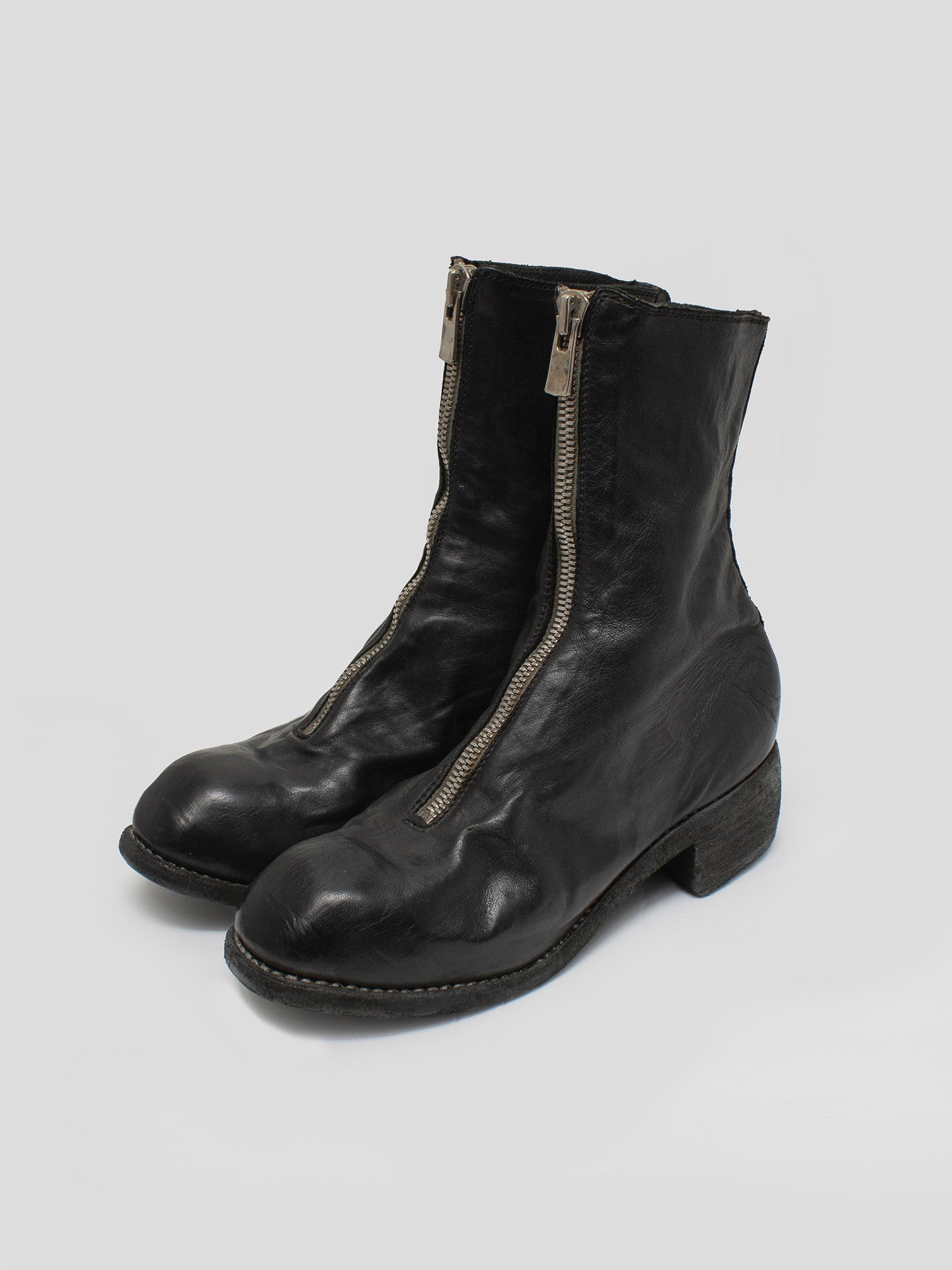 PL2 Front-zip Leather Boots
