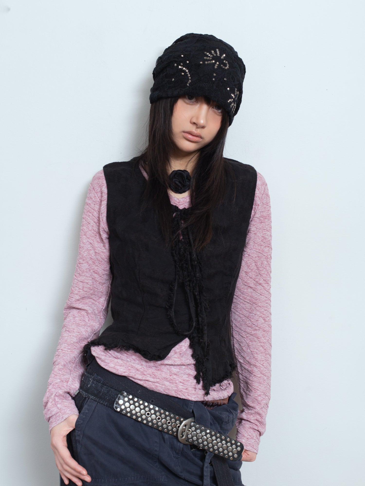 Frayed Jacquard Tank Top