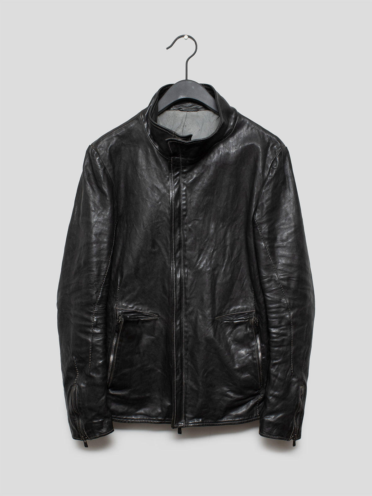 Object-Dyed Overlocked Horse Leather Jacket