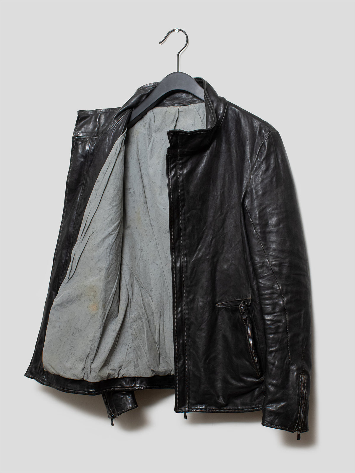 Object-Dyed Overlocked Horse Leather Jacket
