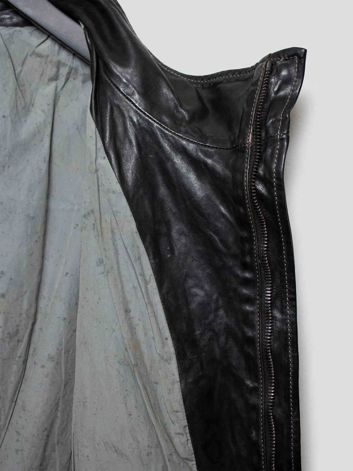 Object-Dyed Overlocked Horse Leather Jacket