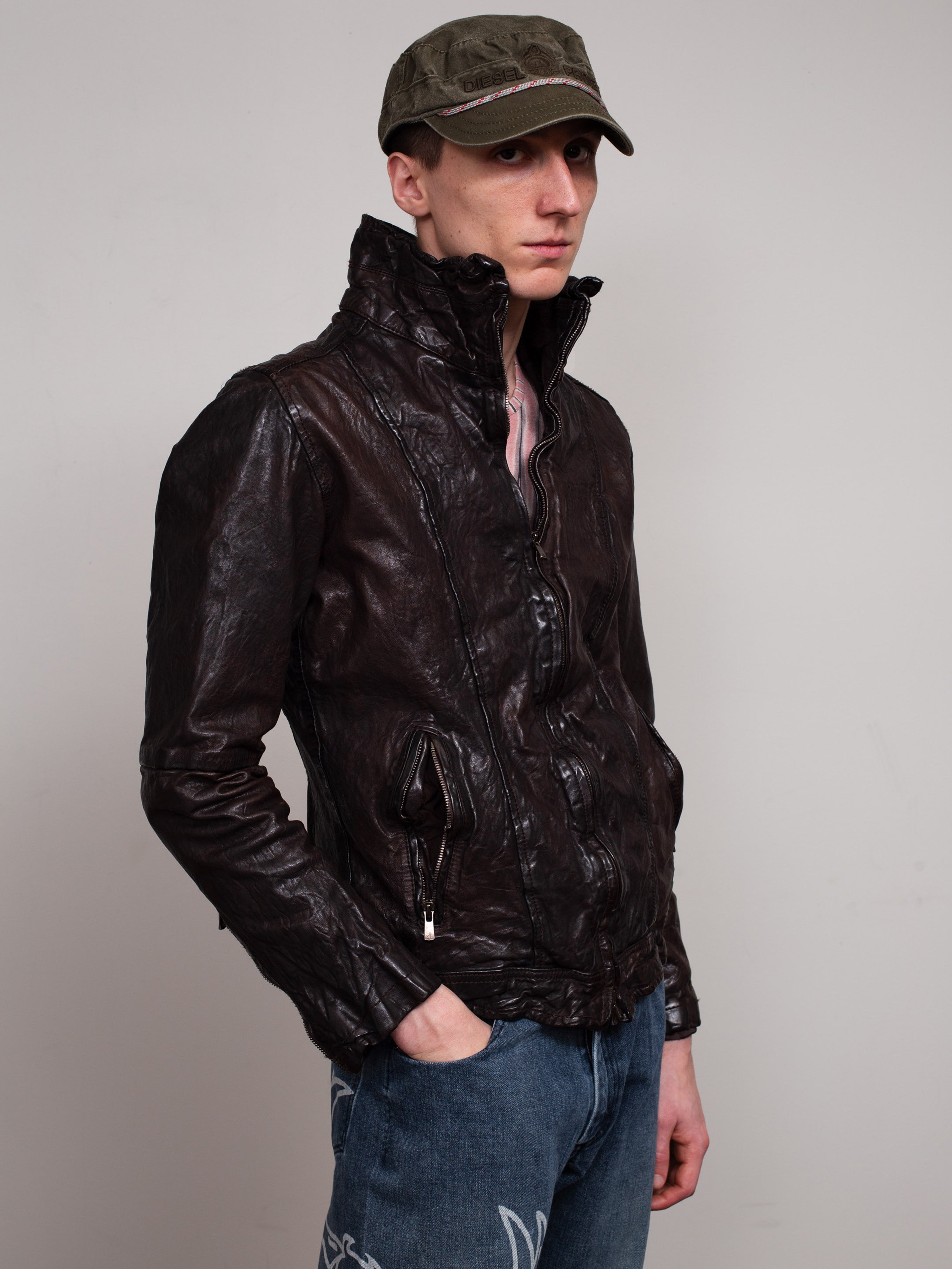 Luva Tram シープレザージャケット Luva Tram Crinkled Sheepskin Leather Jacket | COMMUNE