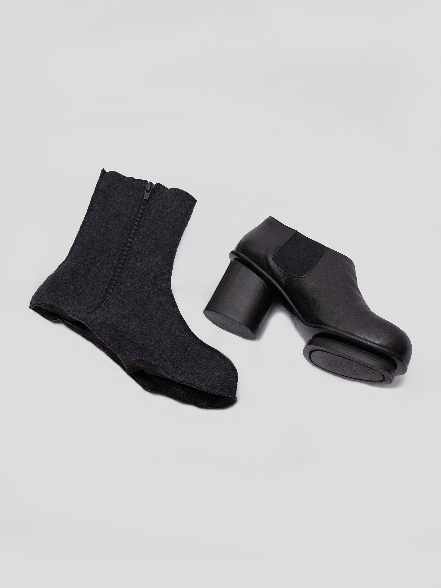 AW09 Sock-Overlay Leather Pumps