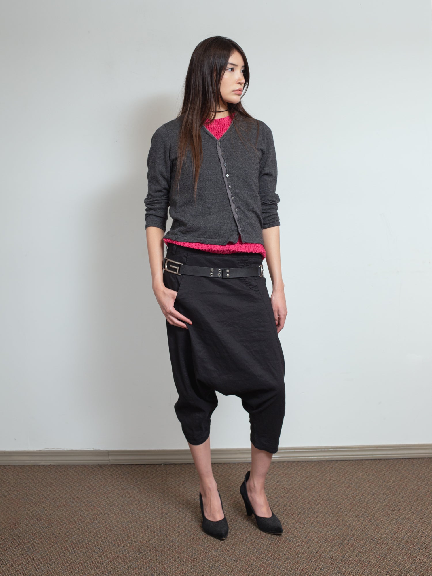 Asymmetrical Drop-Crotch Shorts