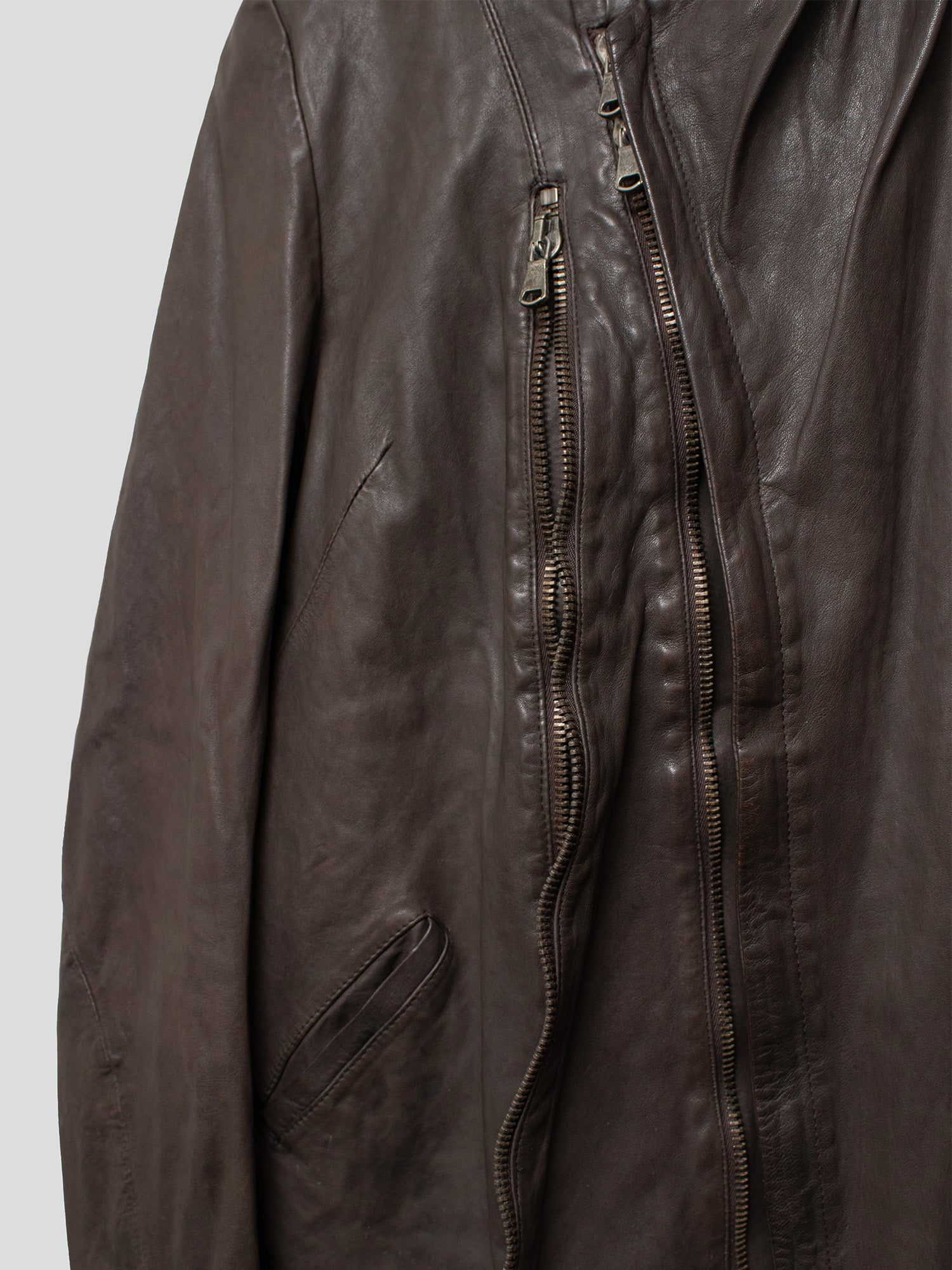 Asymmetrical Dual-Zip Leather Jacket
