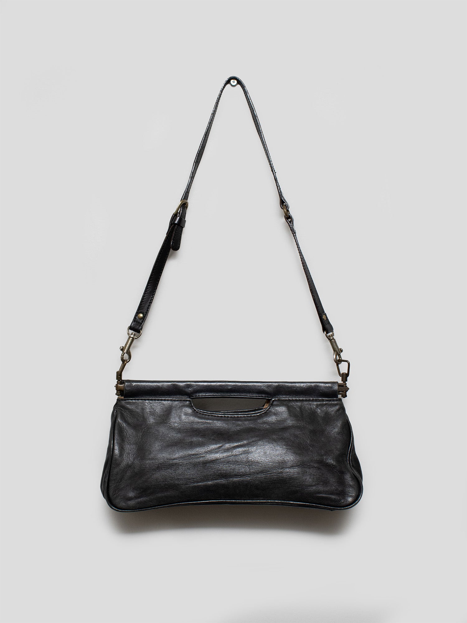 2000s Dual Handle Leather Bag