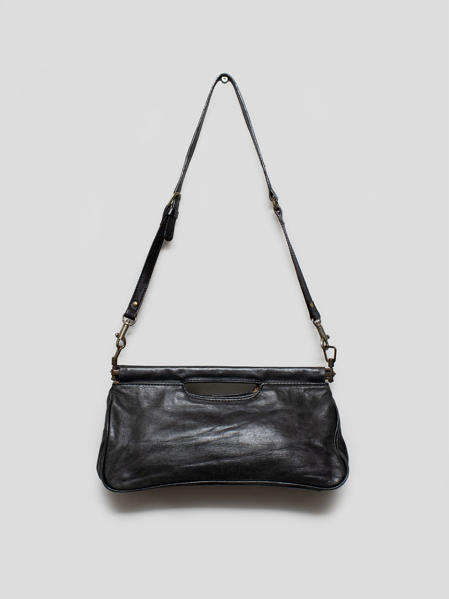 2000s Dual Handle Leather Bag