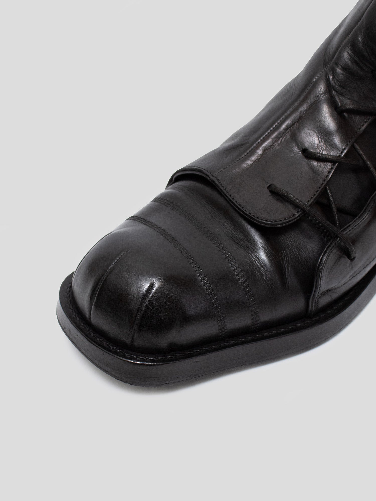 2000s Offset-Lace Leather Boots