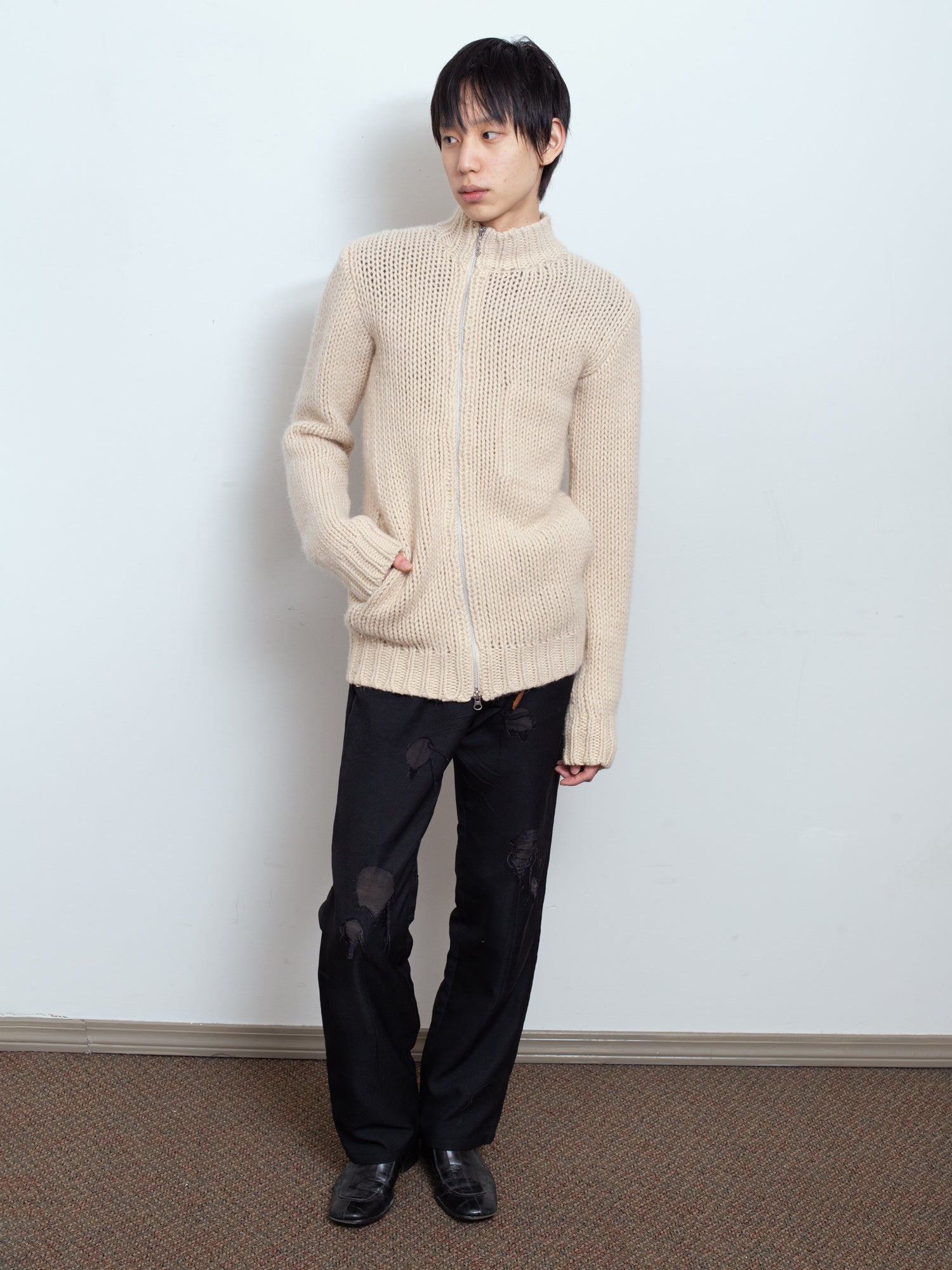 AW03 "Dress Door" Offset Zip Sweater