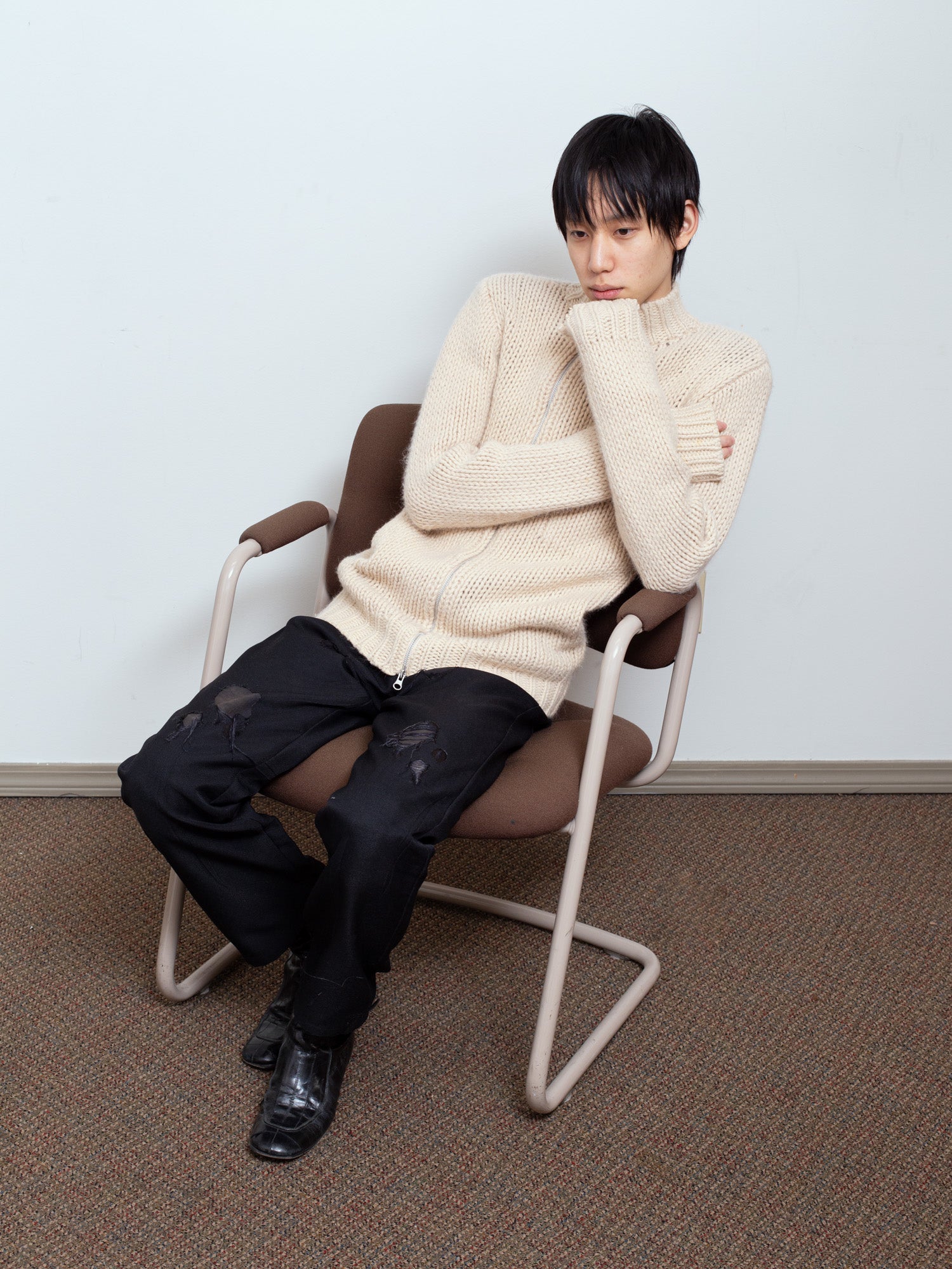 AW03 "Dress Door" Offset Zip Sweater
