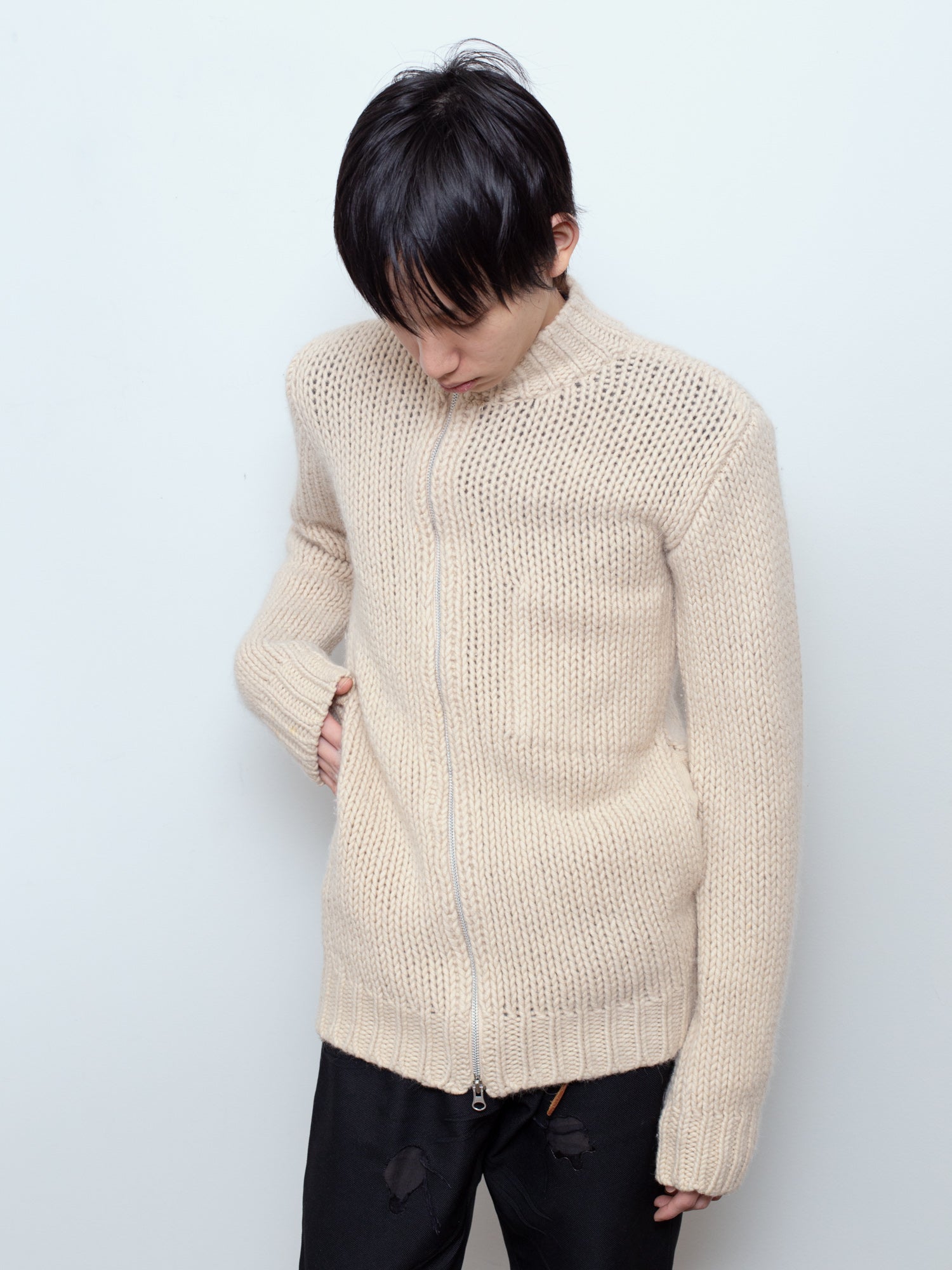 AW03 "Dress Door" Offset Zip Sweater
