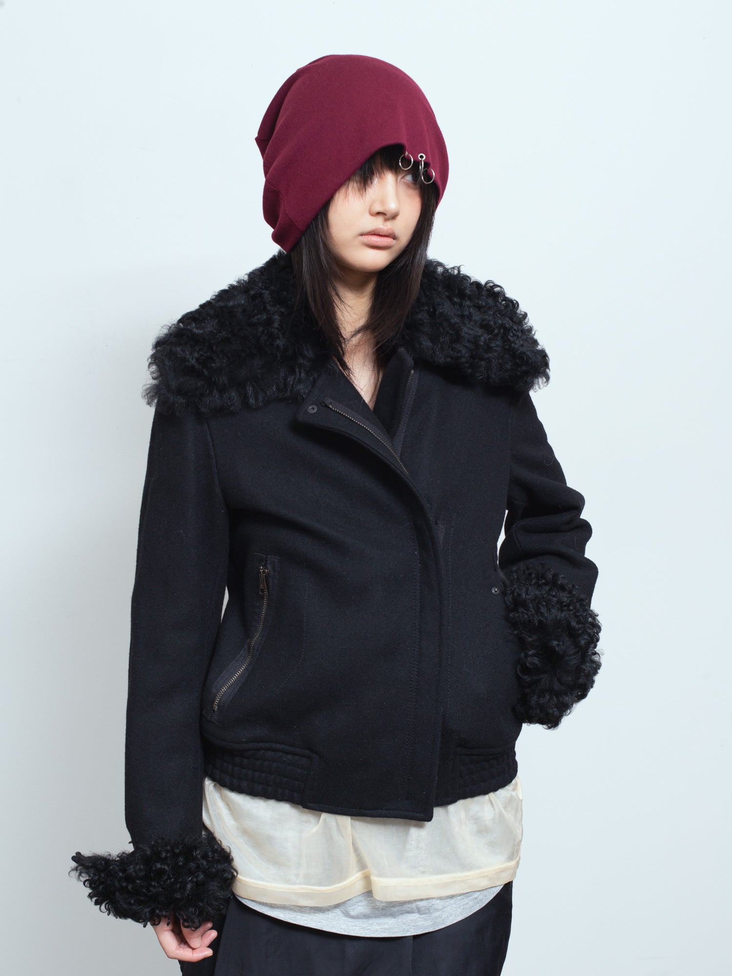AW03 Fur-Trim Wool Blouson