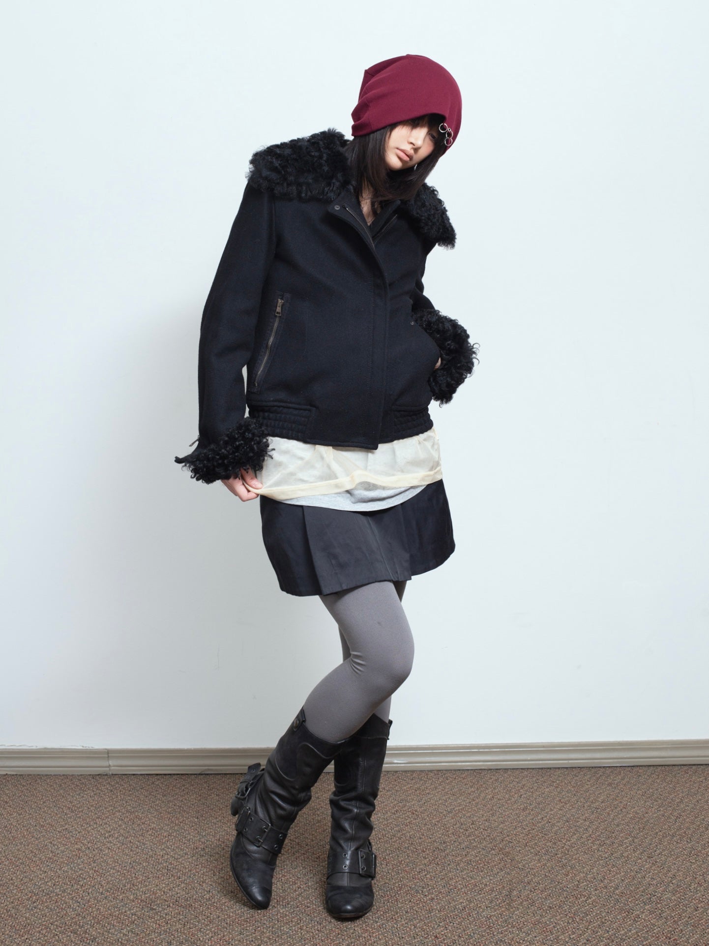 AW03 Fur-Trim Wool Blouson