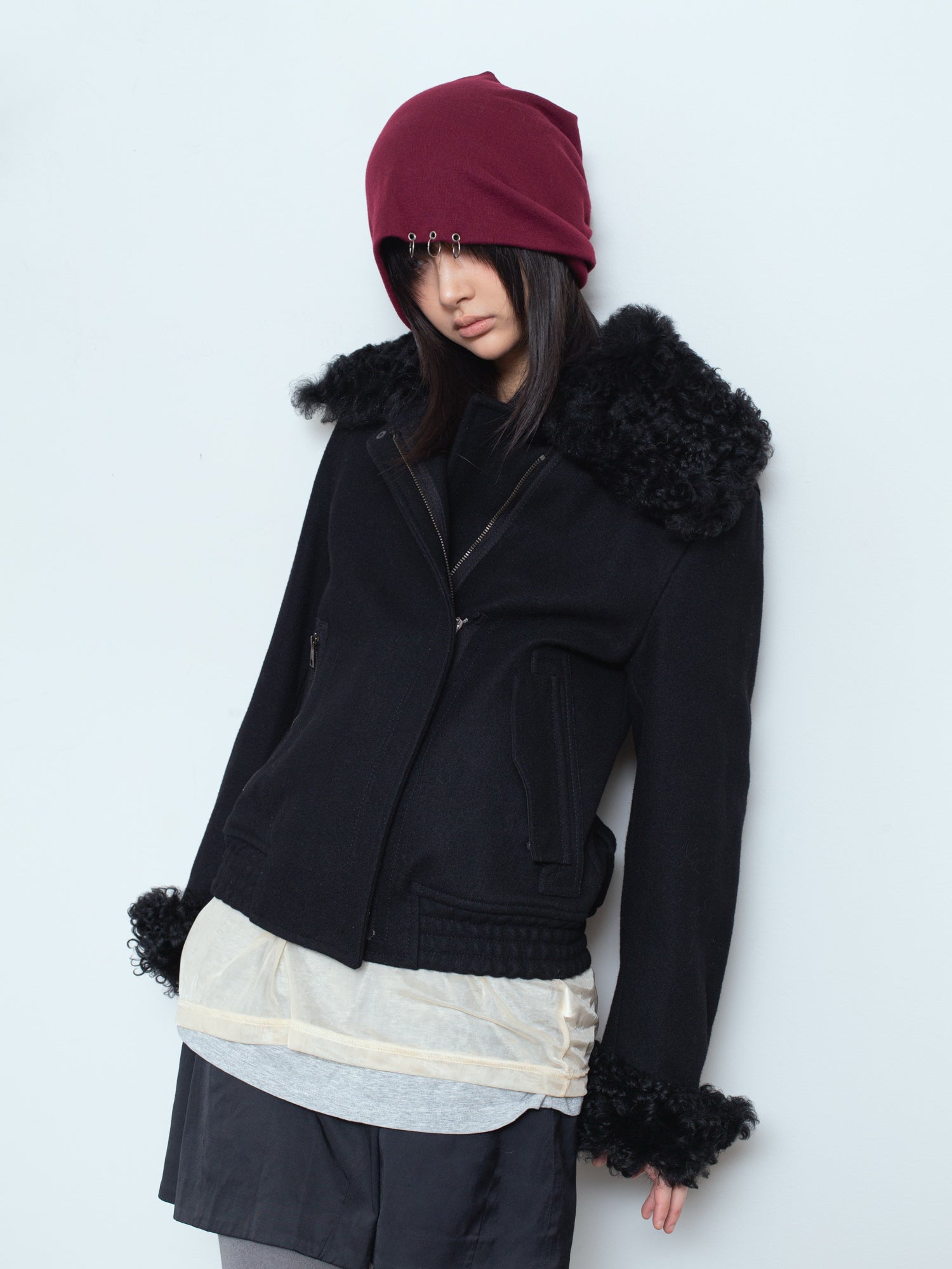 AW03 Fur-Trim Wool Blouson