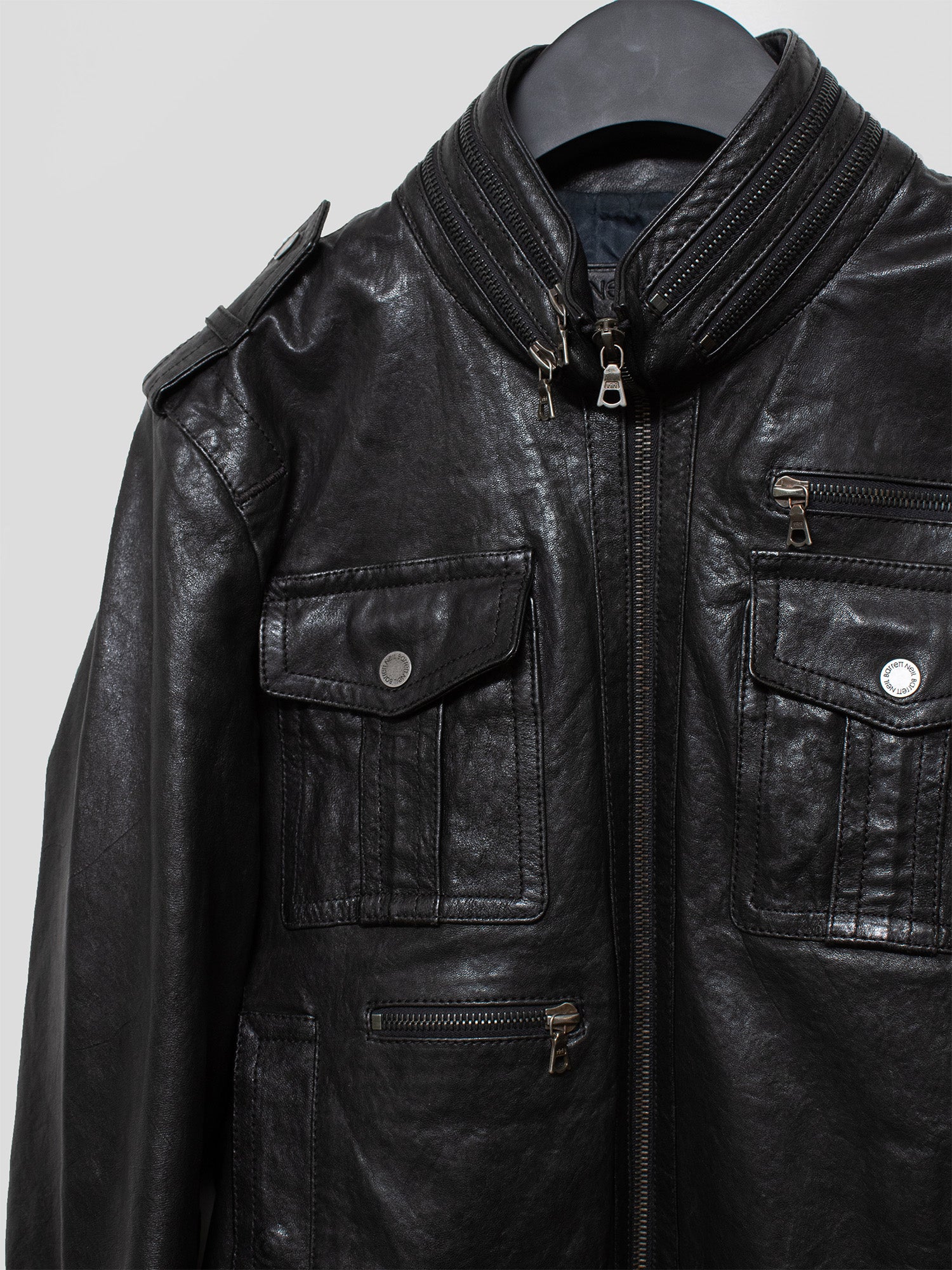 AW08 Multi-Zip Lambskin Moto Jacket