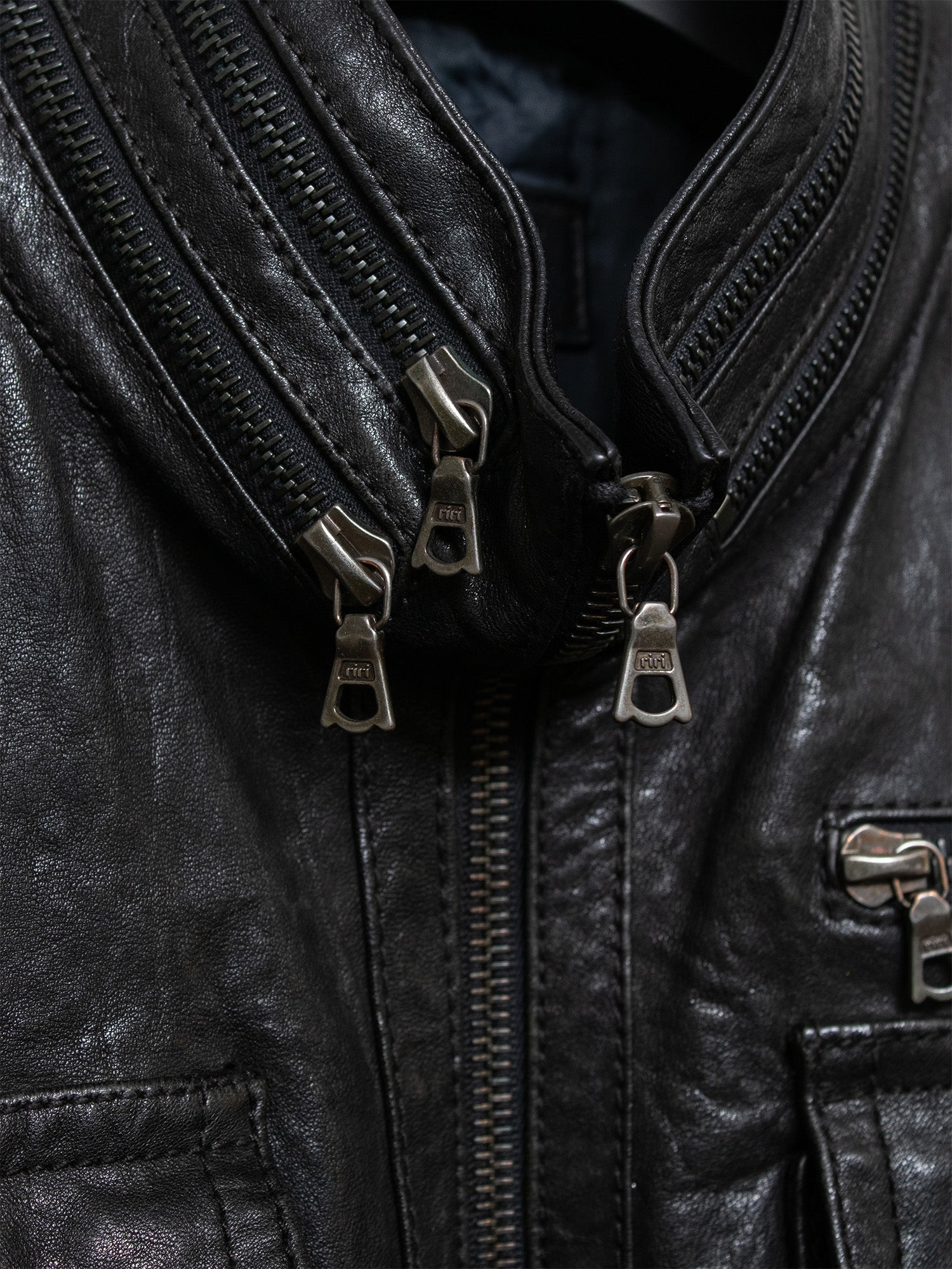AW08 Multi-Zip Lambskin Moto Jacket