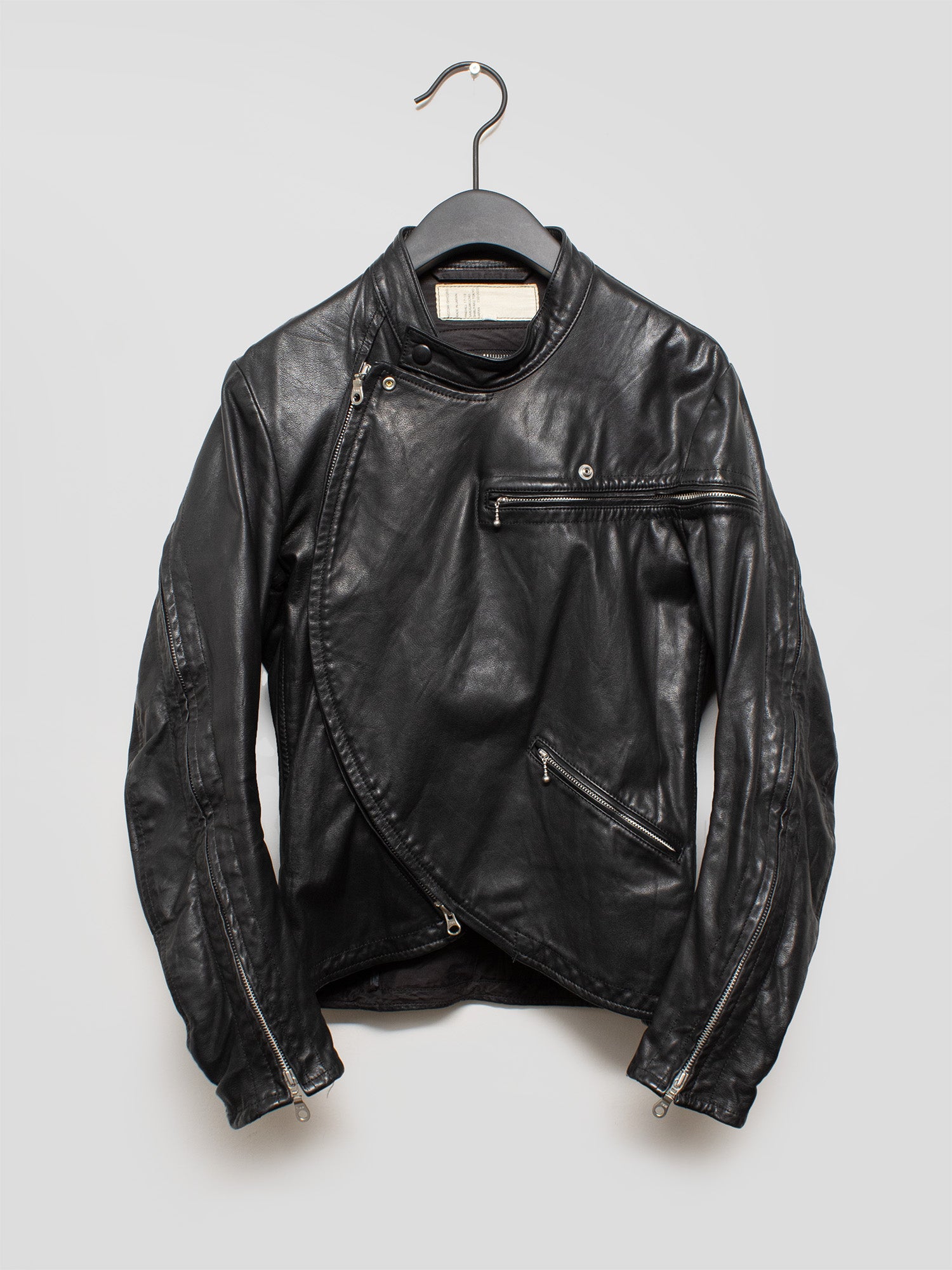 AW14 Spiral Zip Leather Jacket