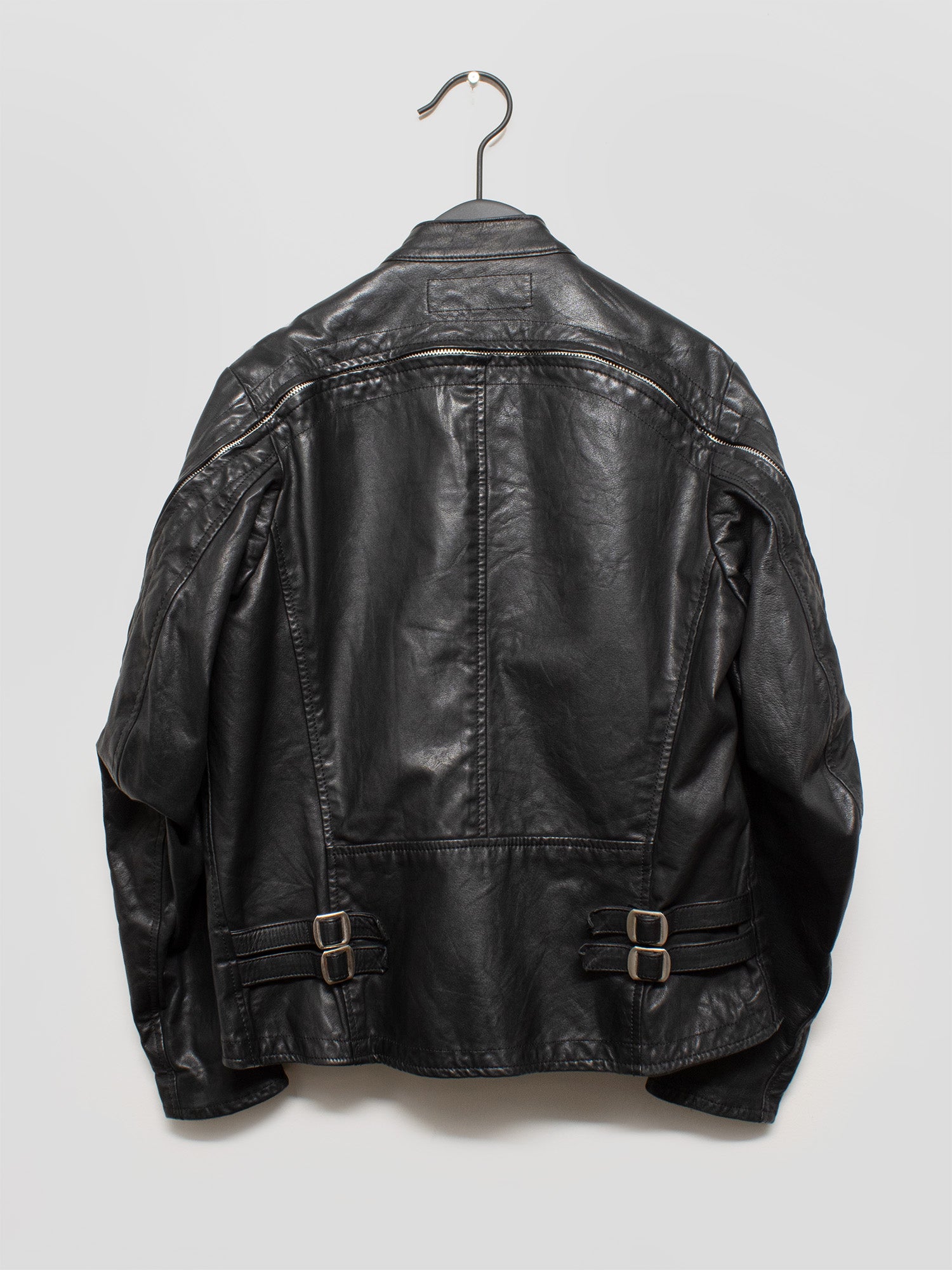 AW14 Spiral Zip Leather Jacket