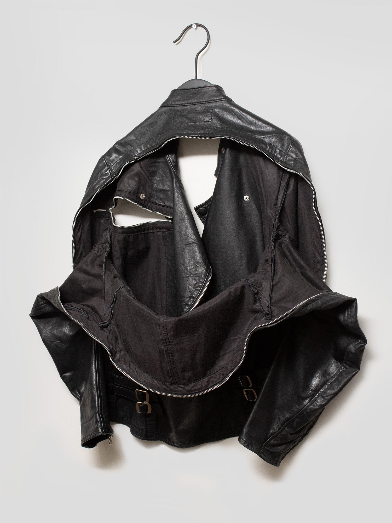 AW14 Spiral Zip Leather Jacket