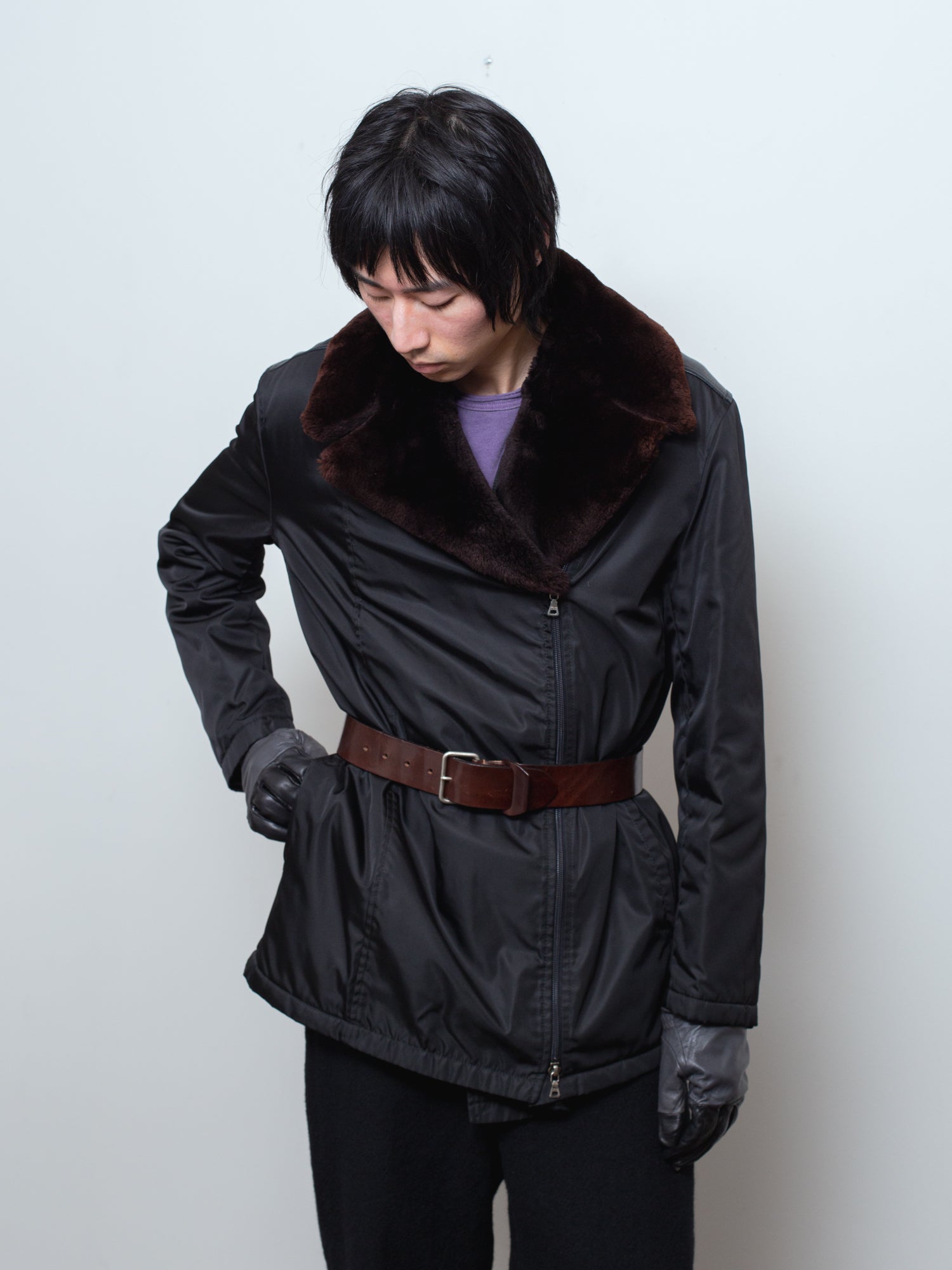 ジャケット・アウター PRADA 90s Pocono Nylon Bal Collar Coat Prada 1990s Nylon Jacket with Removable Collar | COMMUNE