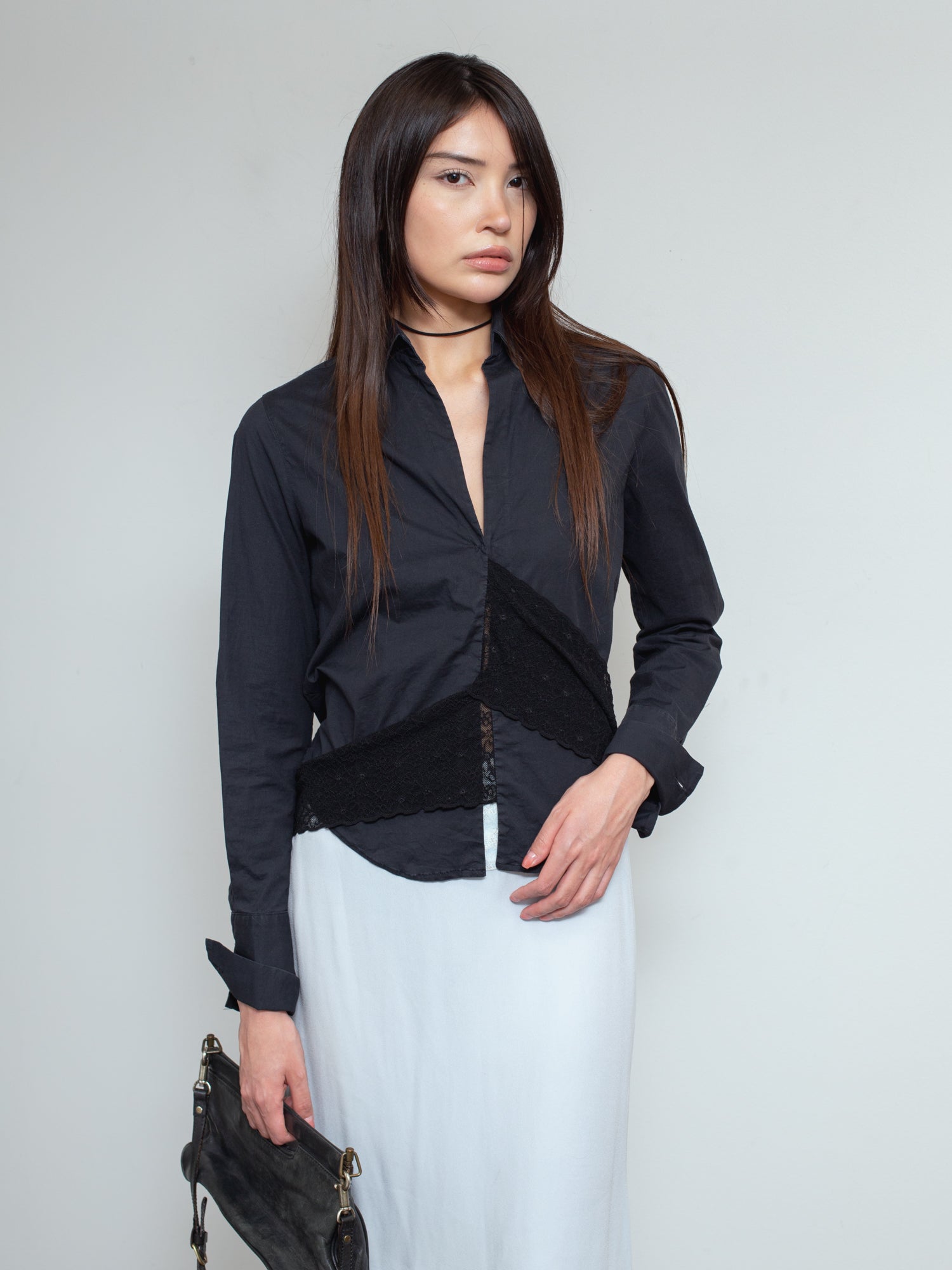 1990s Blouse with Lace Detail