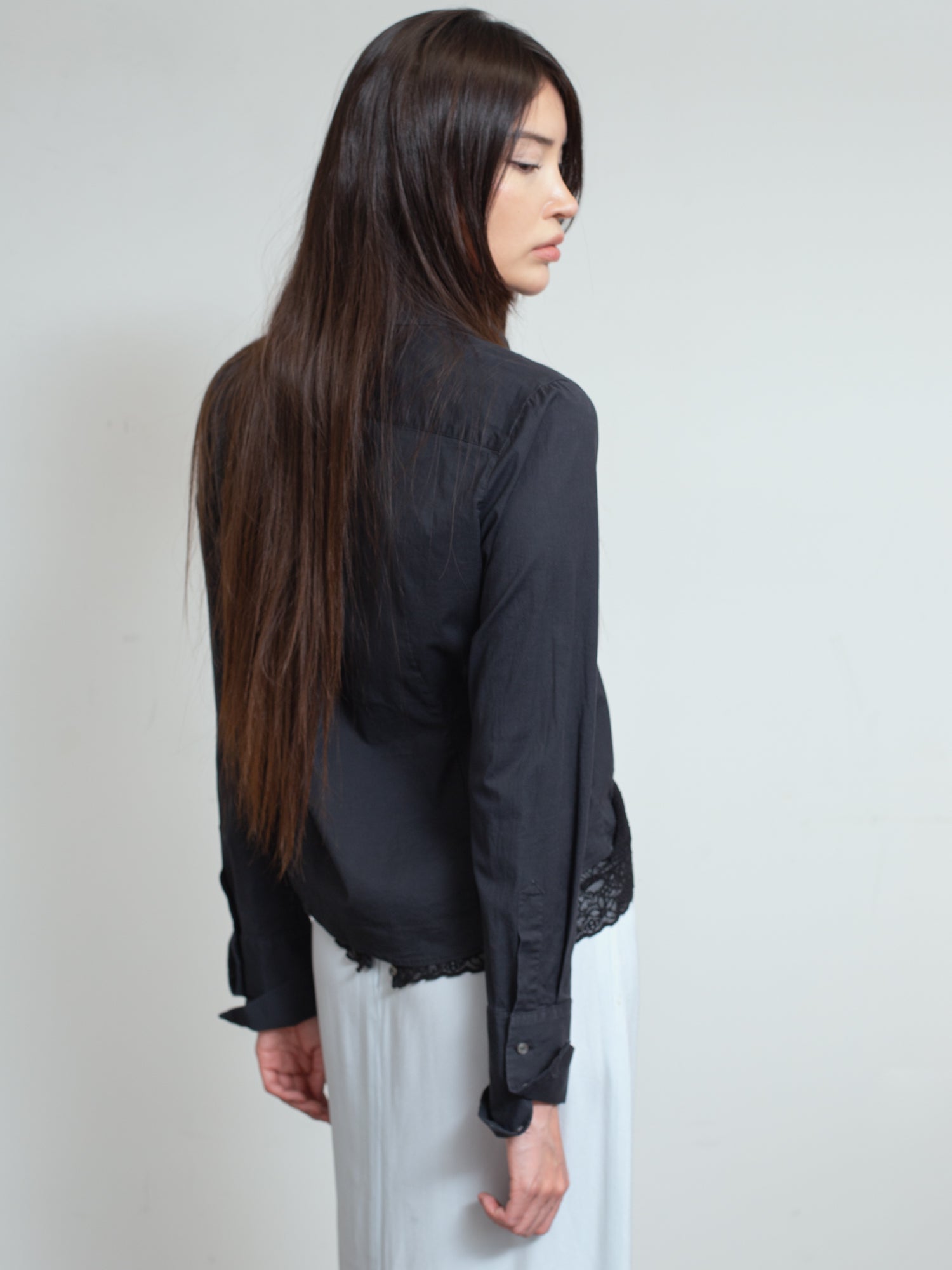 1990s Blouse with Lace Detail