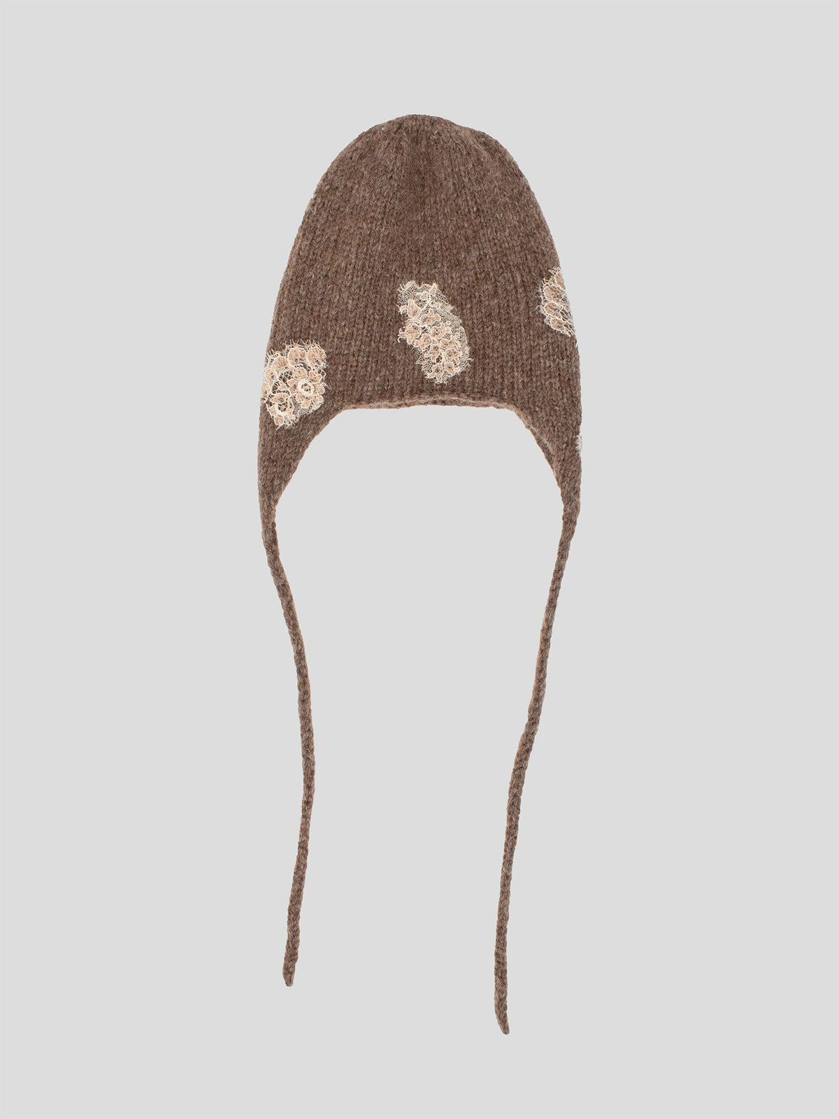 Alpaca Wool Bonnet with Lace Detail