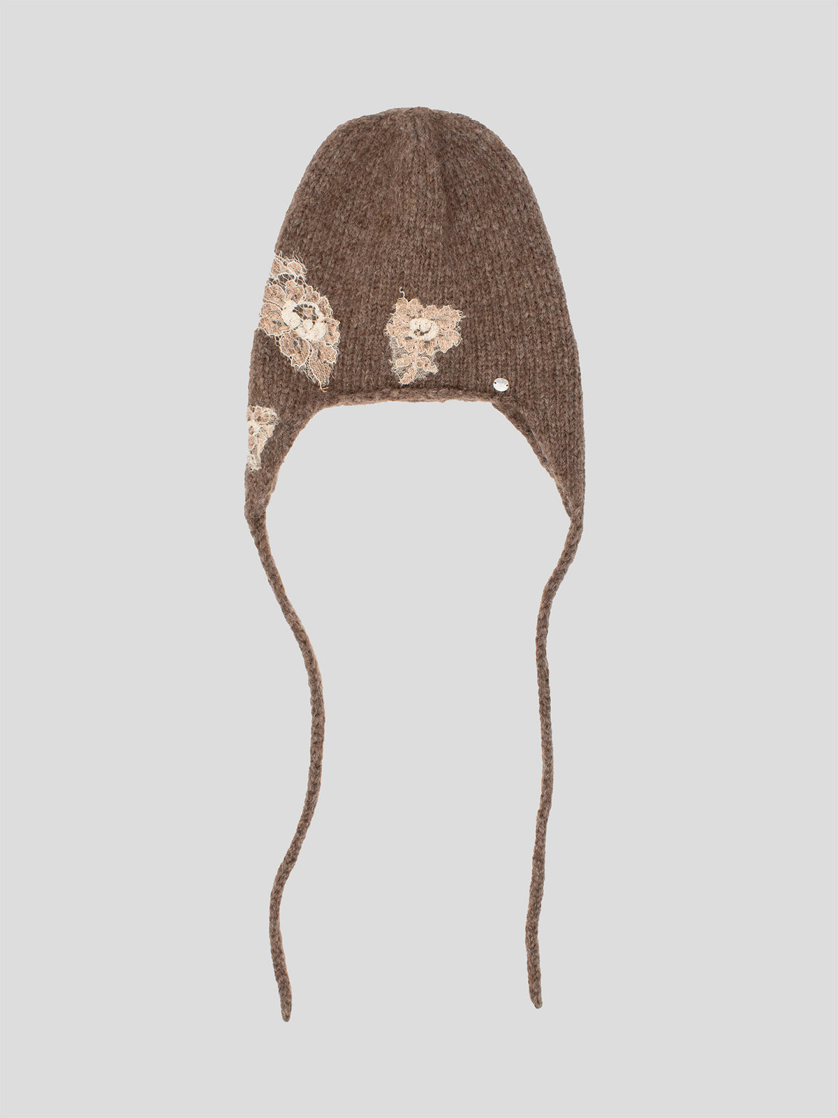 Alpaca Wool Bonnet with Lace Detail