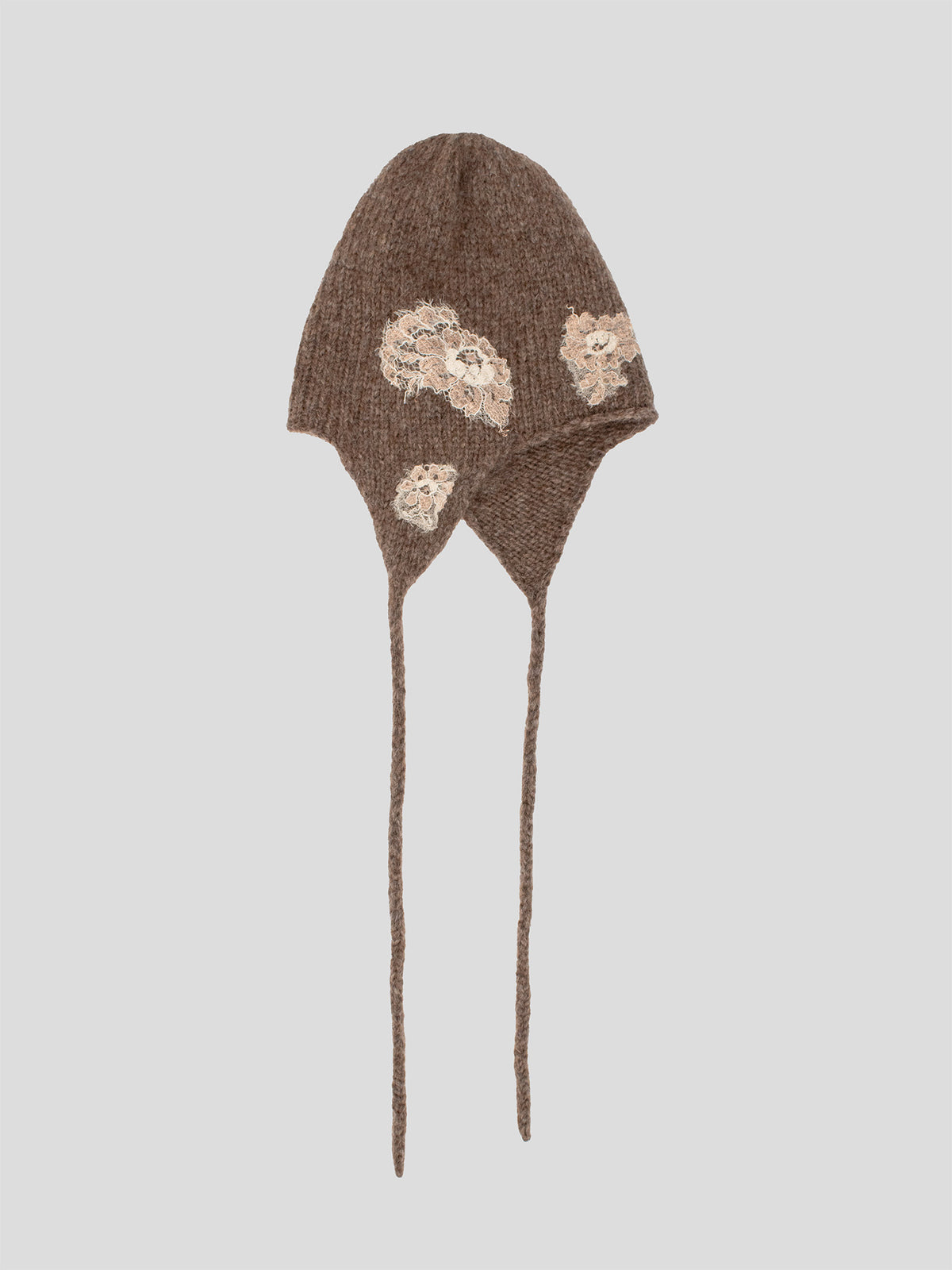 Alpaca Wool Bonnet with Lace Detail