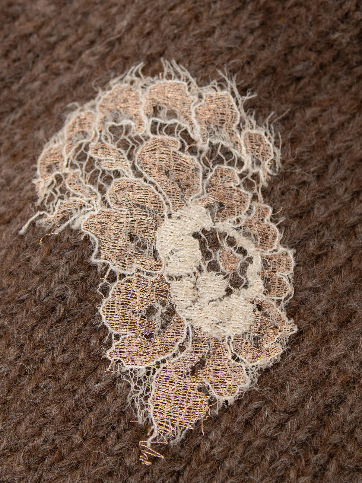 Alpaca Wool Bonnet with Lace Detail