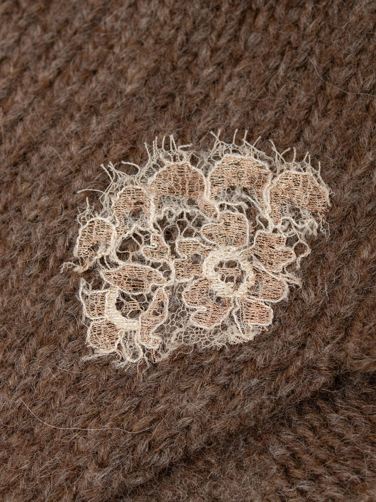 Alpaca Wool Bonnet with Lace Detail