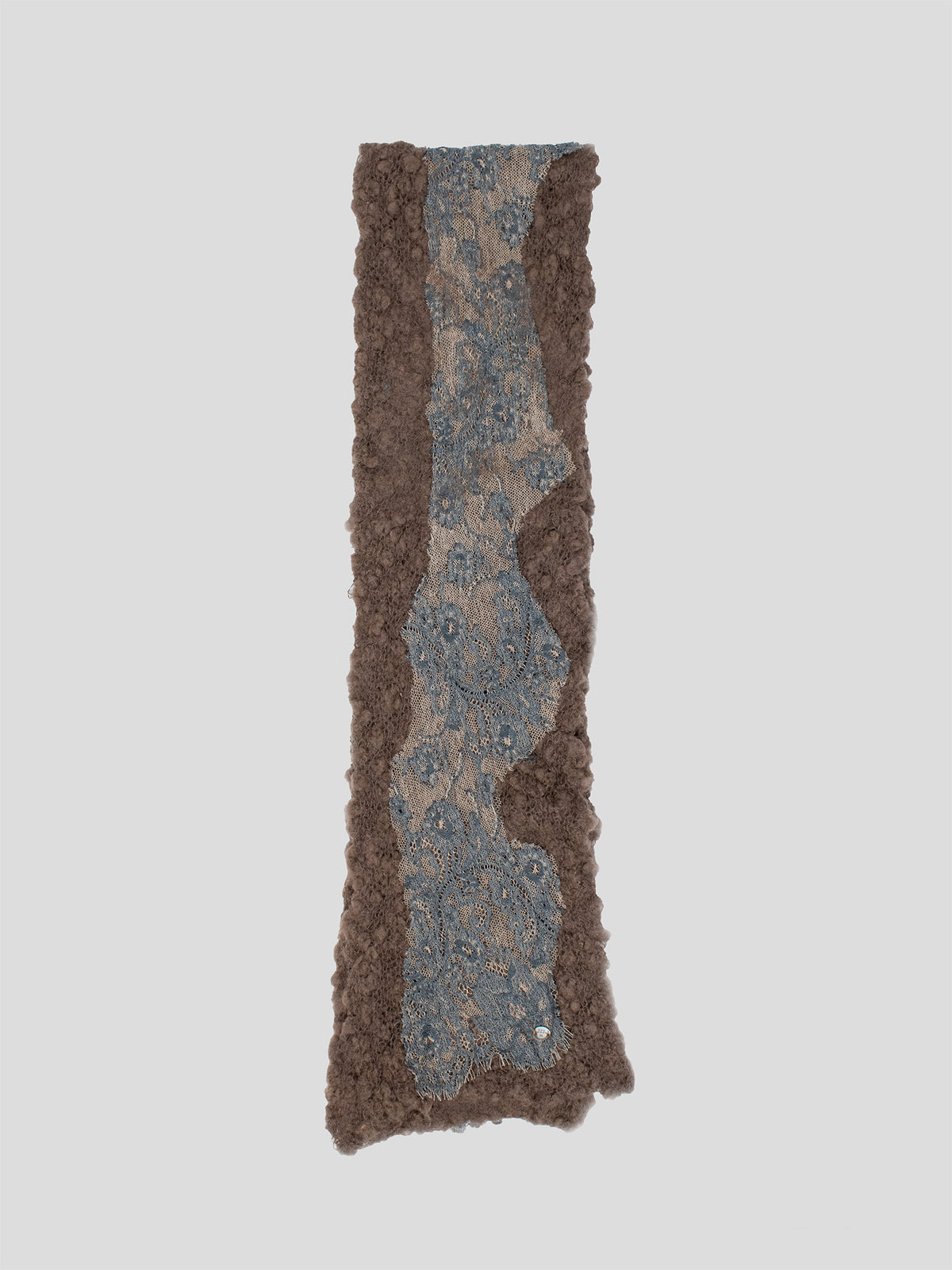 Bouclé Wool Scarf with Lace Detail