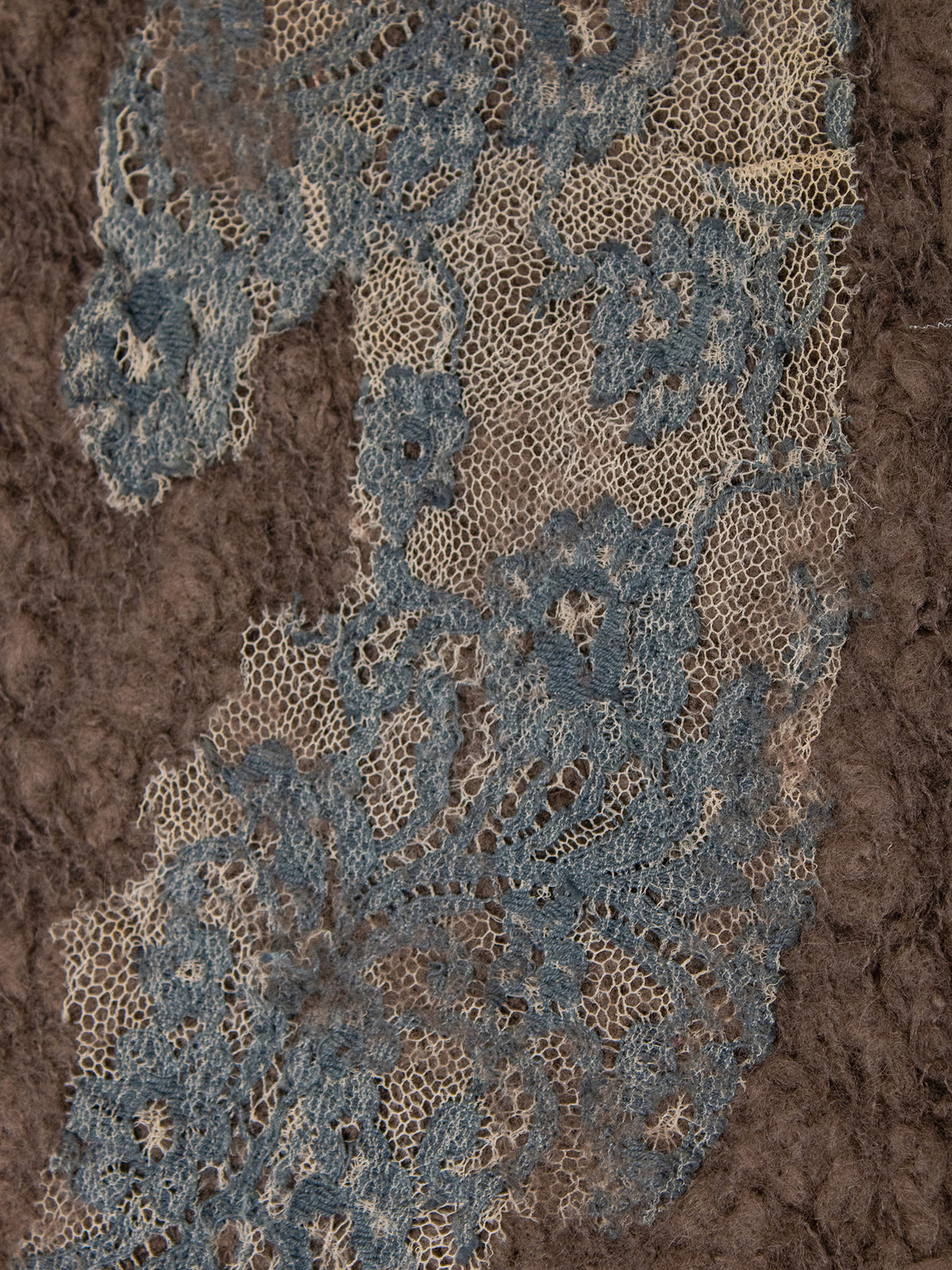 Bouclé Wool Scarf with Lace Detail