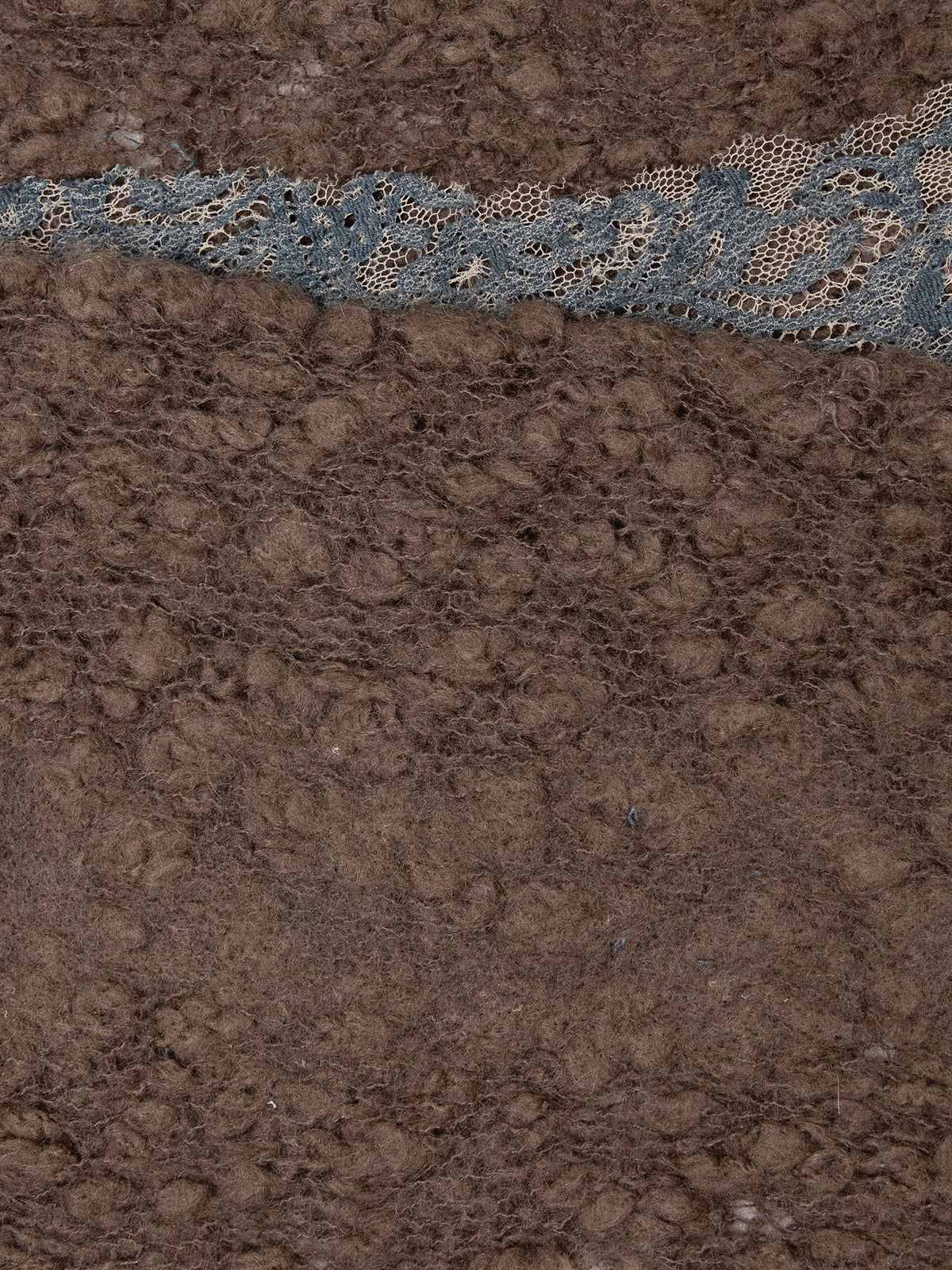 Bouclé Wool Scarf with Lace Detail