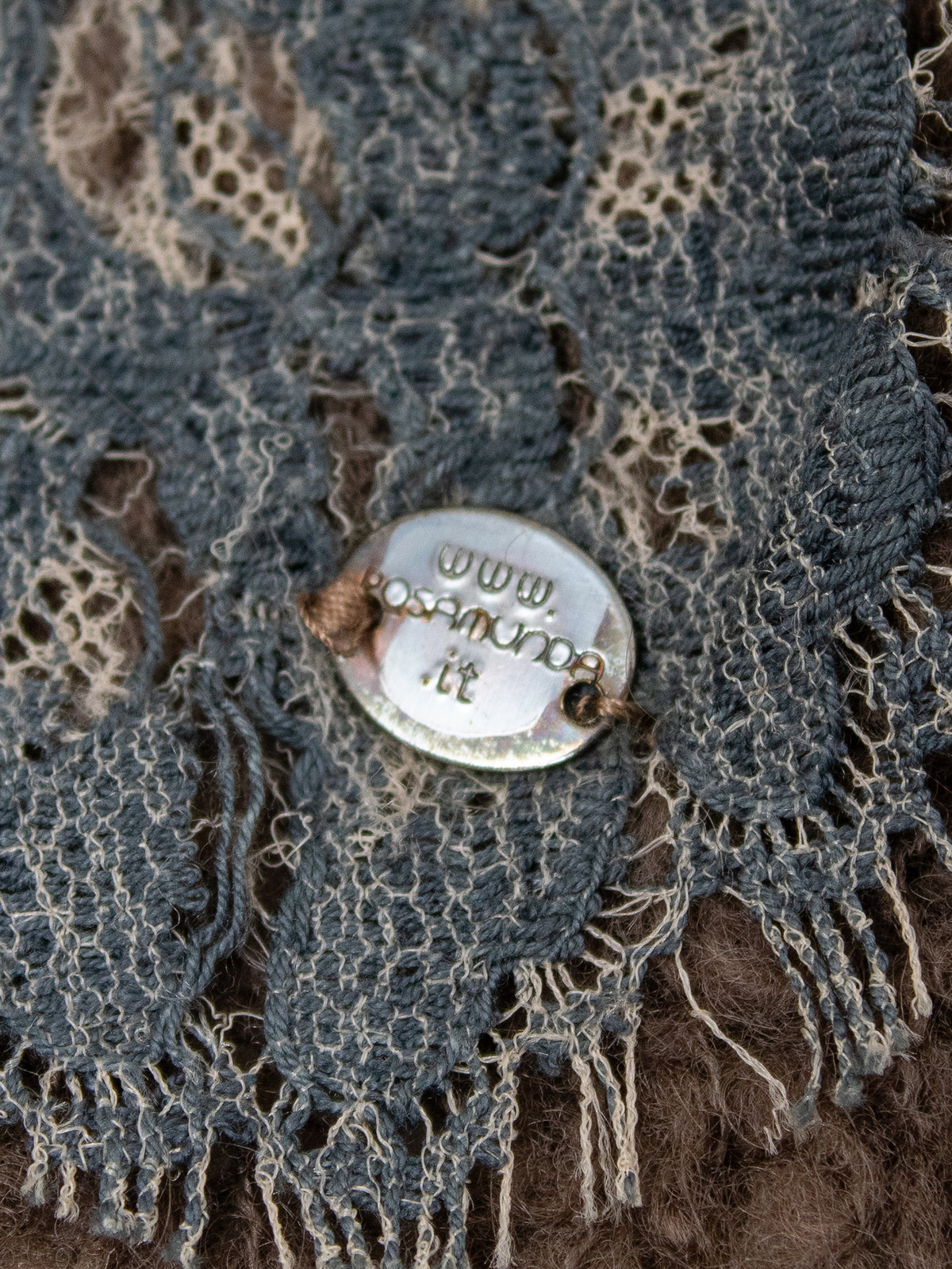 Bouclé Wool Scarf with Lace Detail