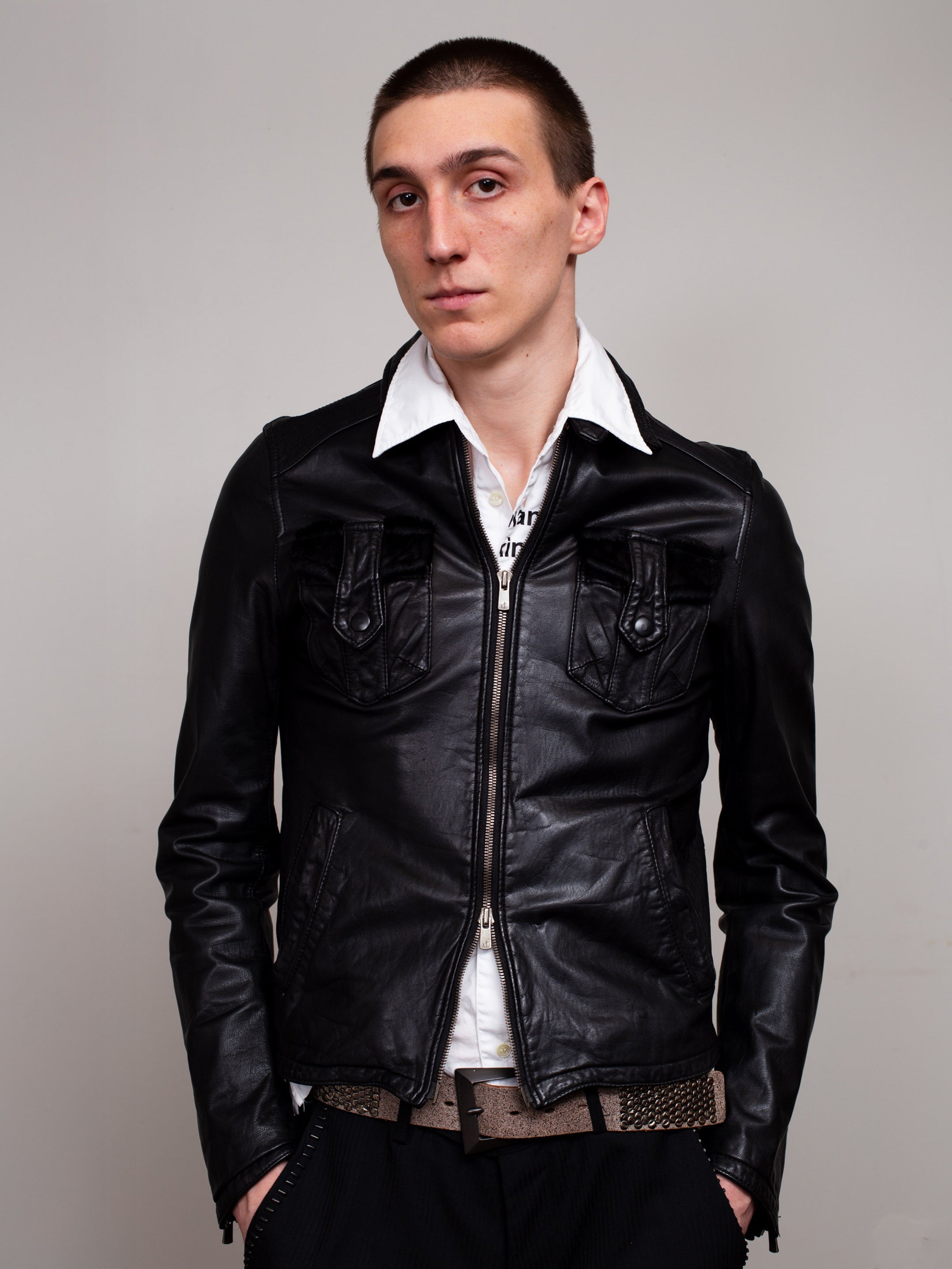 Zip-up Leather Jacket