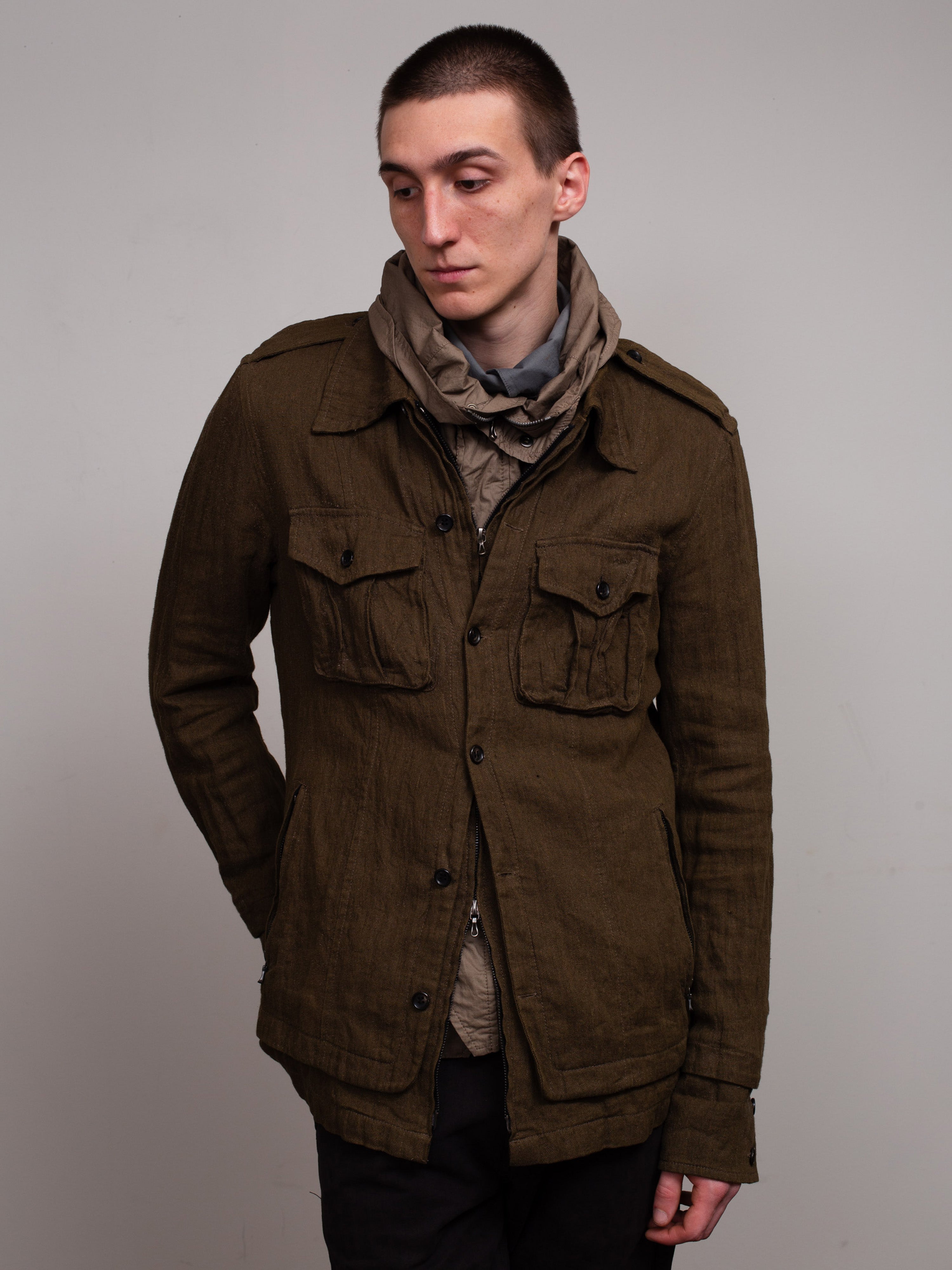 2000s Wrinkled Military Jacket